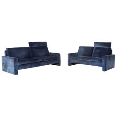 COR Conseta Fabric Sofa Set Blue 1 Three-Seat 1 Two-Seat