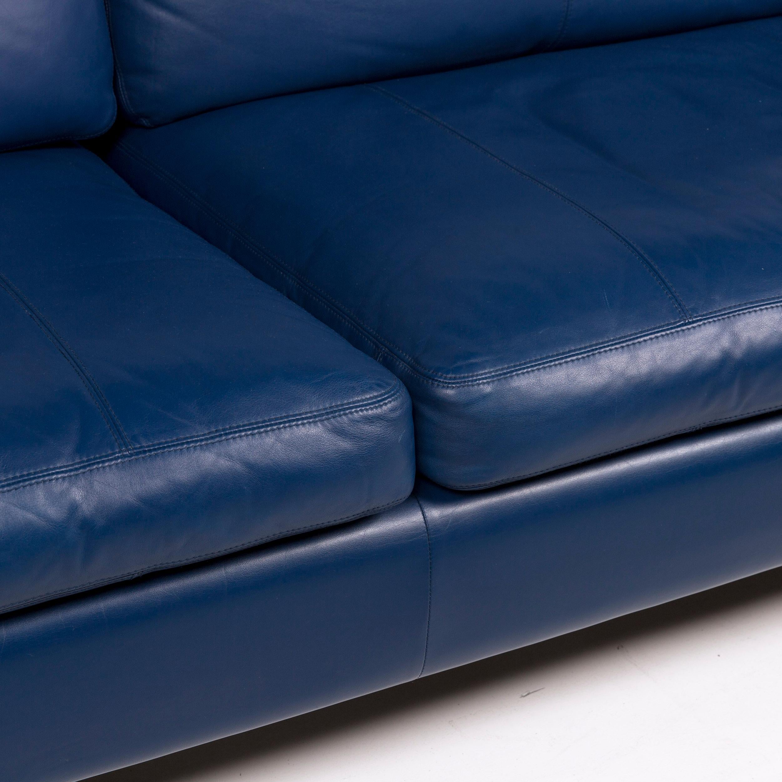 Modern COR Conseta Leather Sofa Blue Two-Seat Couch