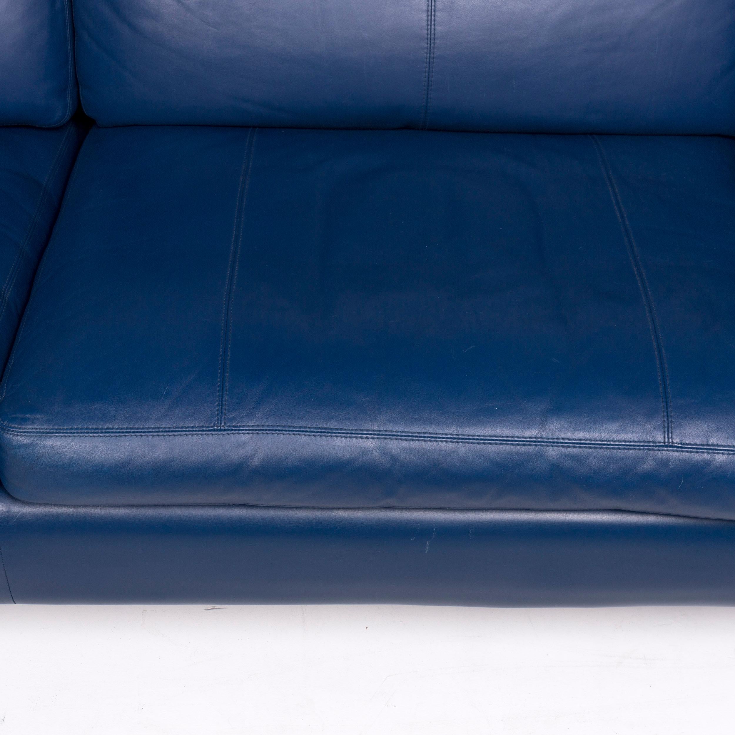 German COR Conseta Leather Sofa Blue Two-Seat Couch
