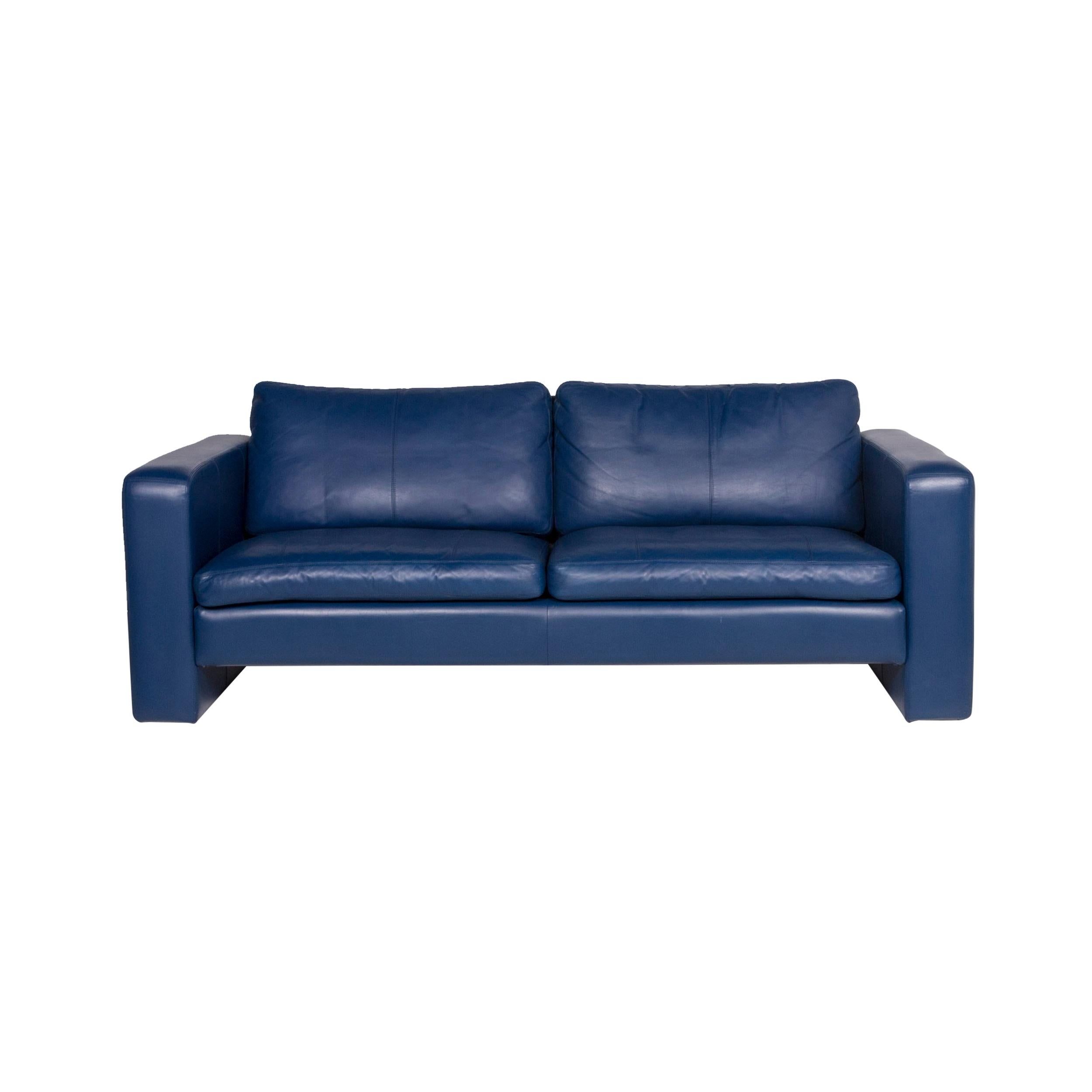 COR Conseta Leather Sofa Blue Two-Seat Couch
