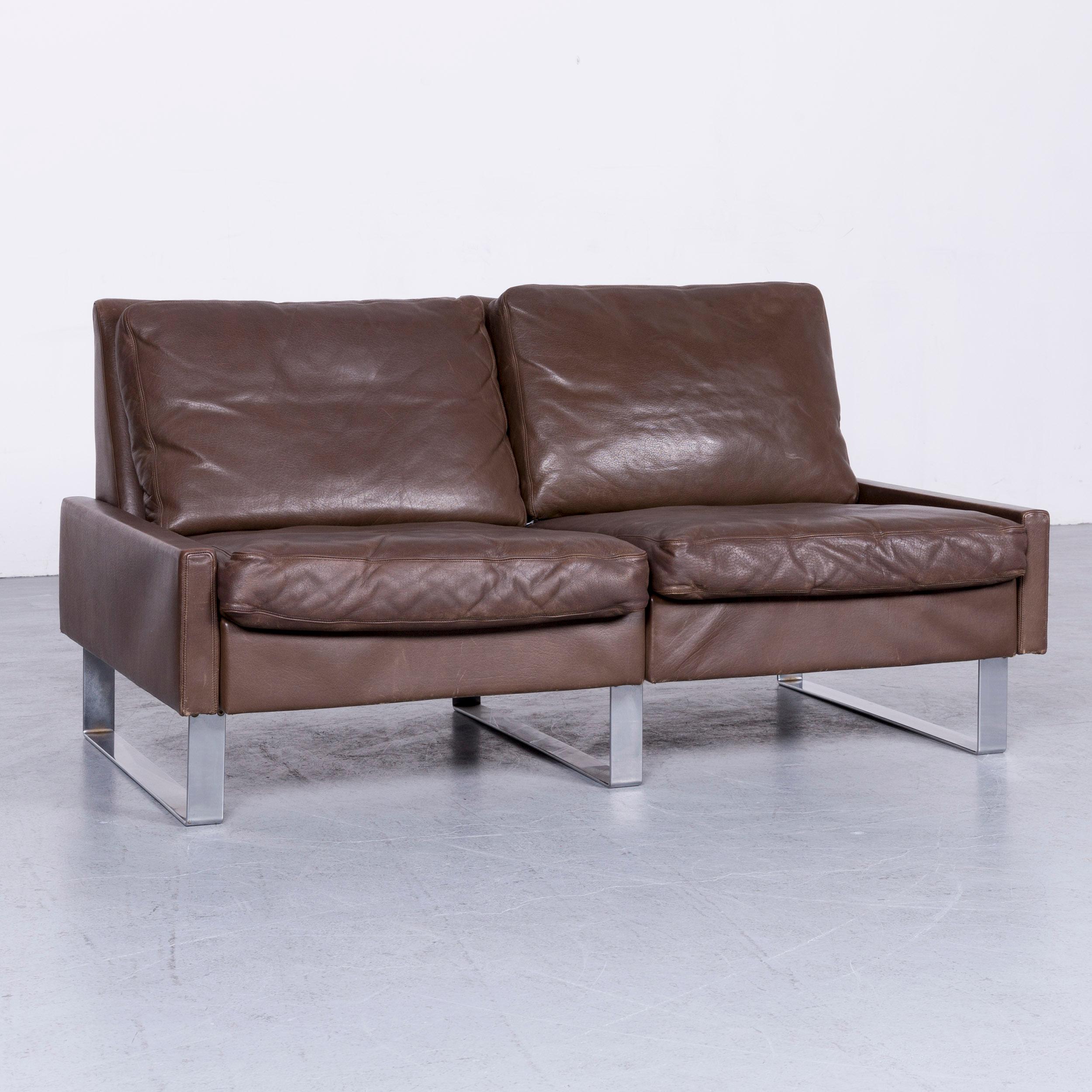 German COR Conseta Leather Sofa Brown Leather Two-Seat Couch