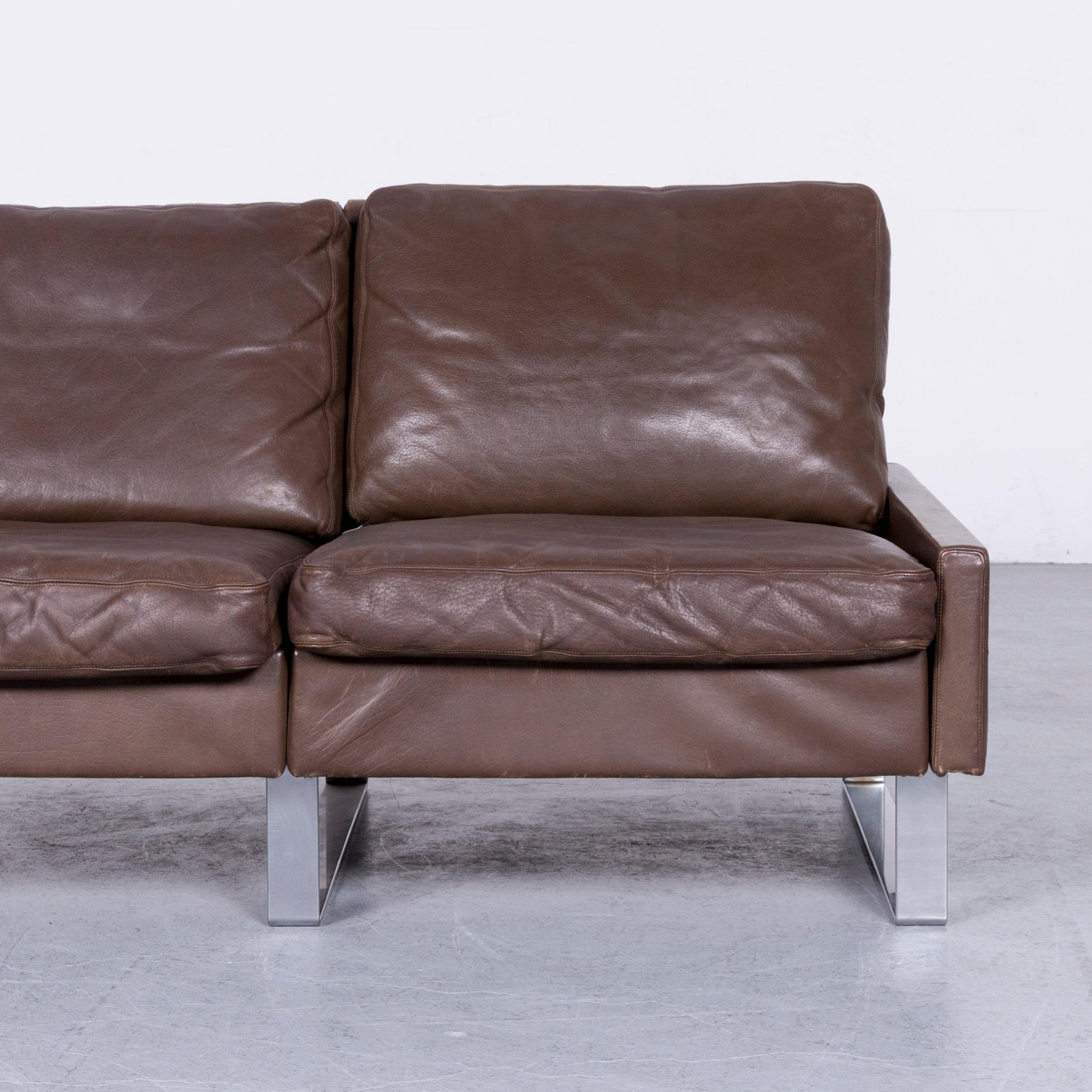 COR Conseta Leather Sofa Brown Leather Two-Seat Couch In Good Condition In Cologne, DE