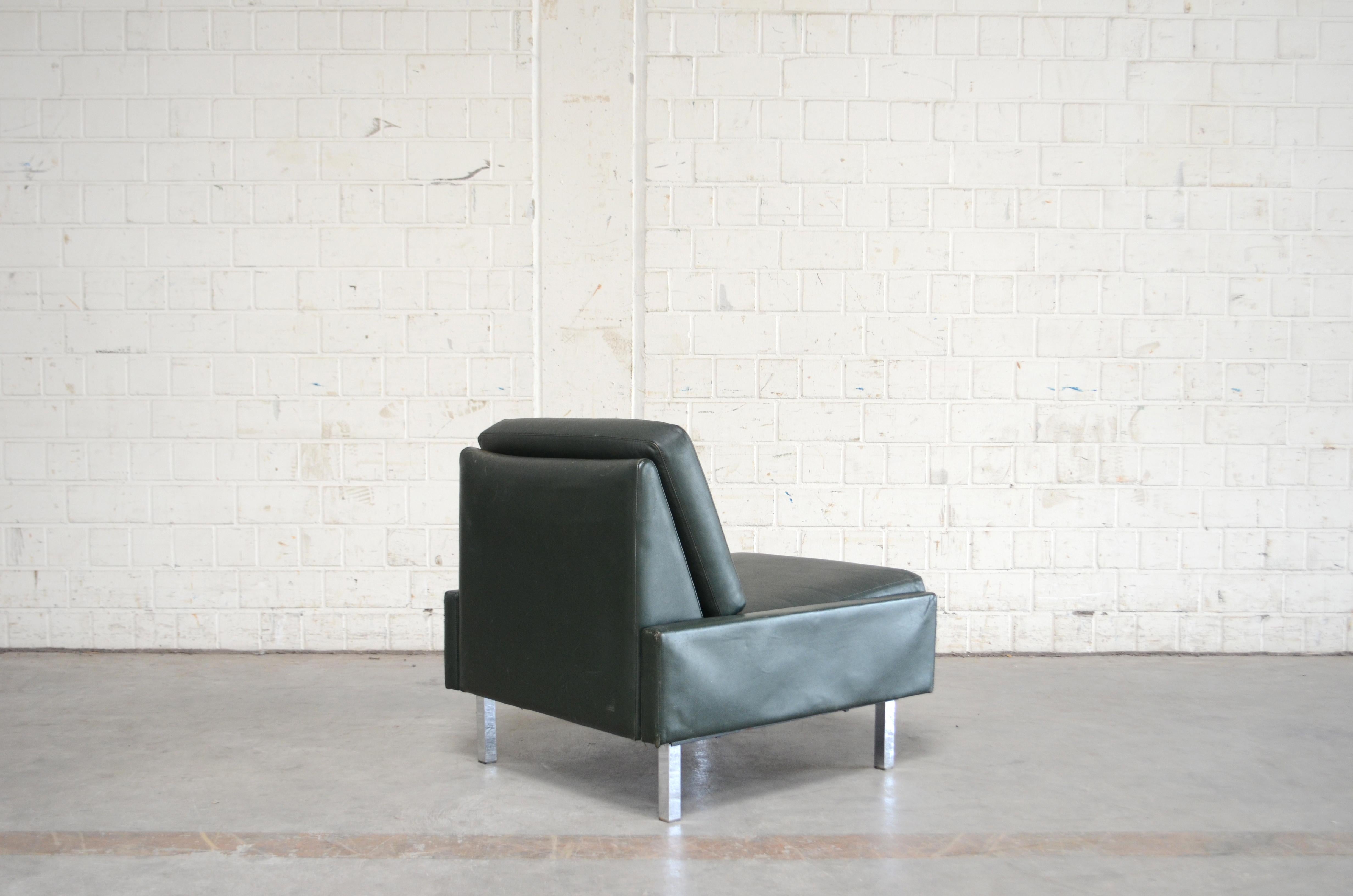COR Conseta Leather Sofa and Chair Green, 1960s 4