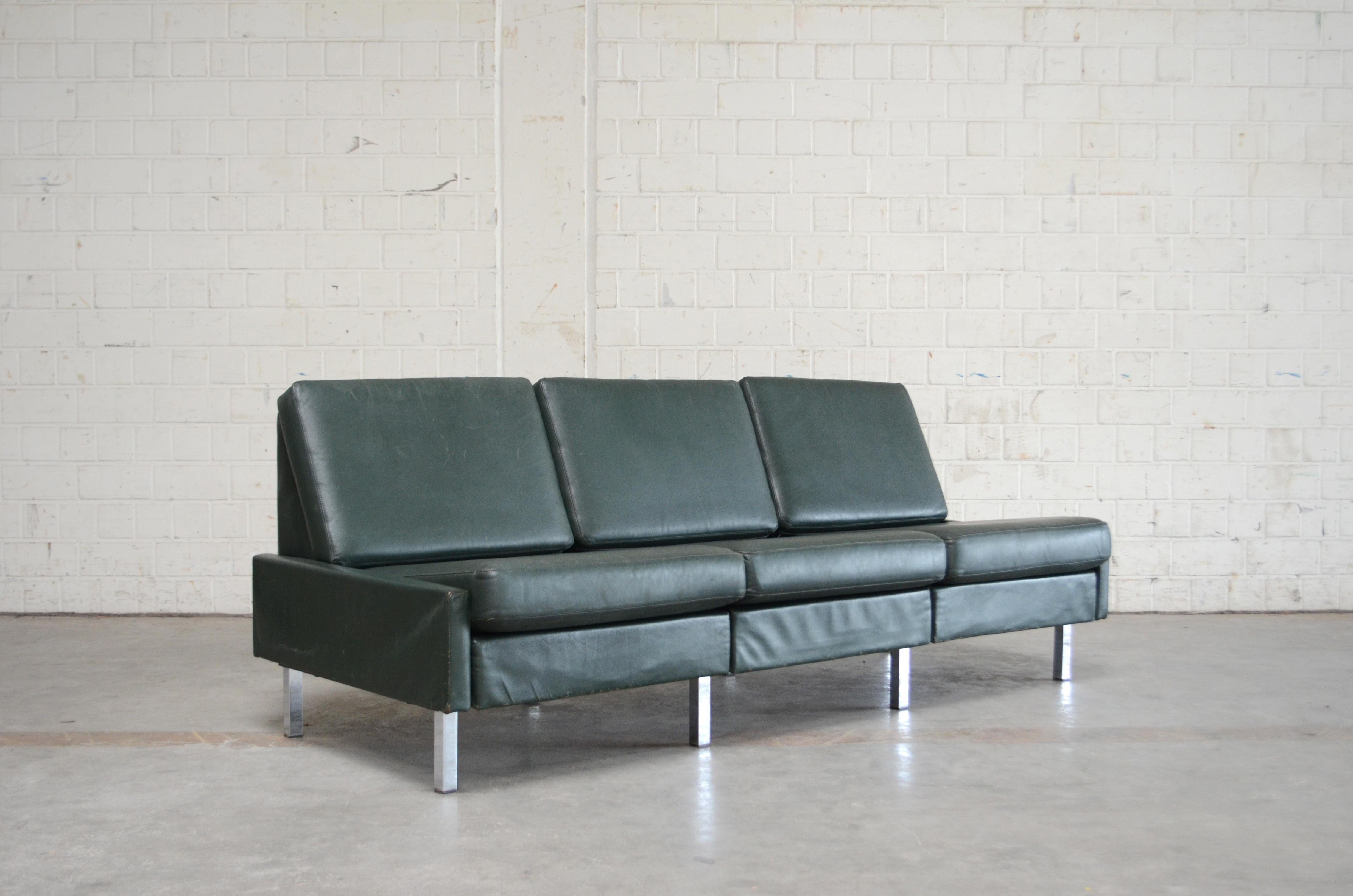 COR Conseta Leather Sofa and Chair Green, 1960s In Fair Condition In Munich, Bavaria