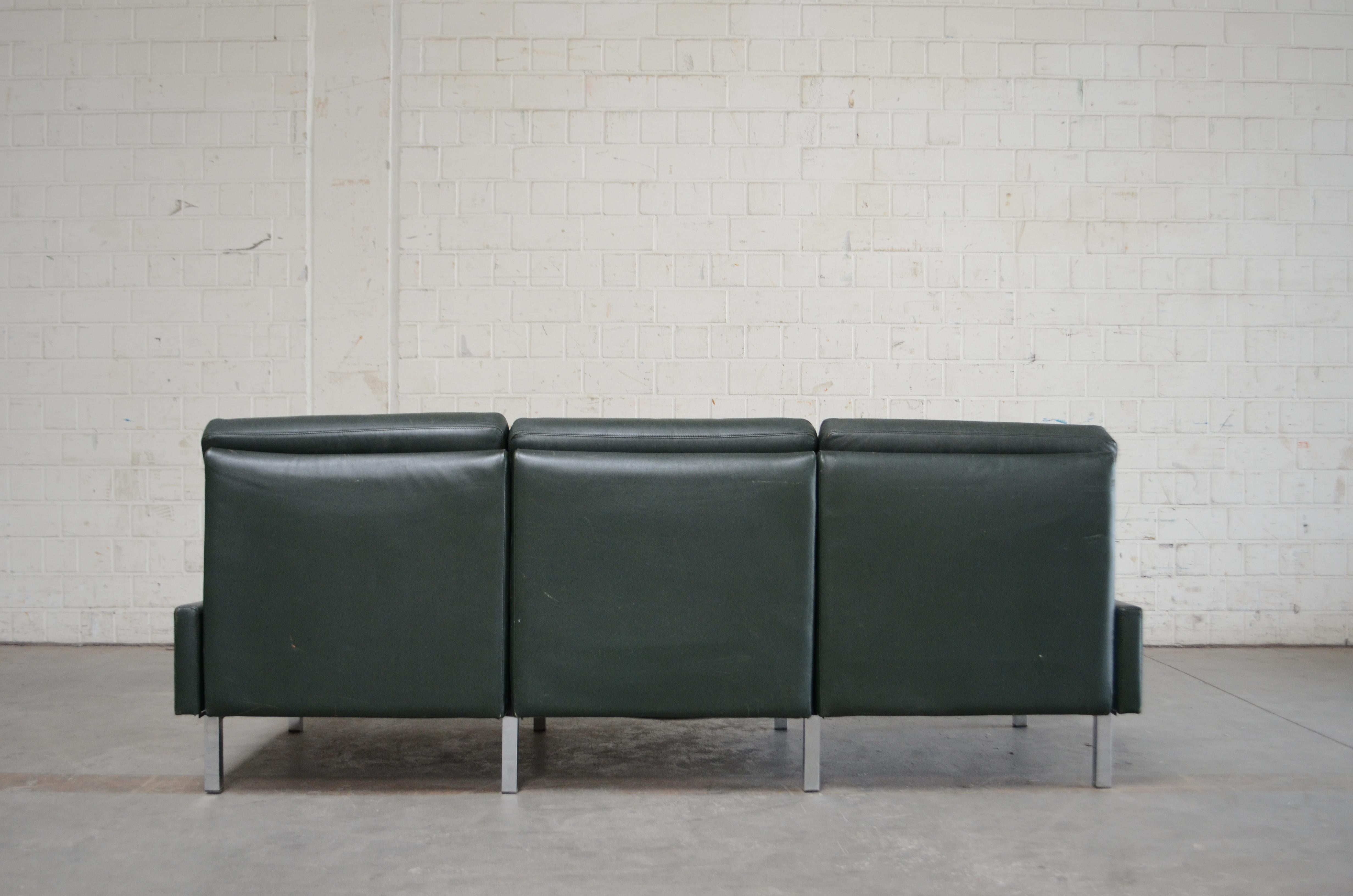 Mid-20th Century COR Conseta Leather Sofa and Chair Green, 1960s