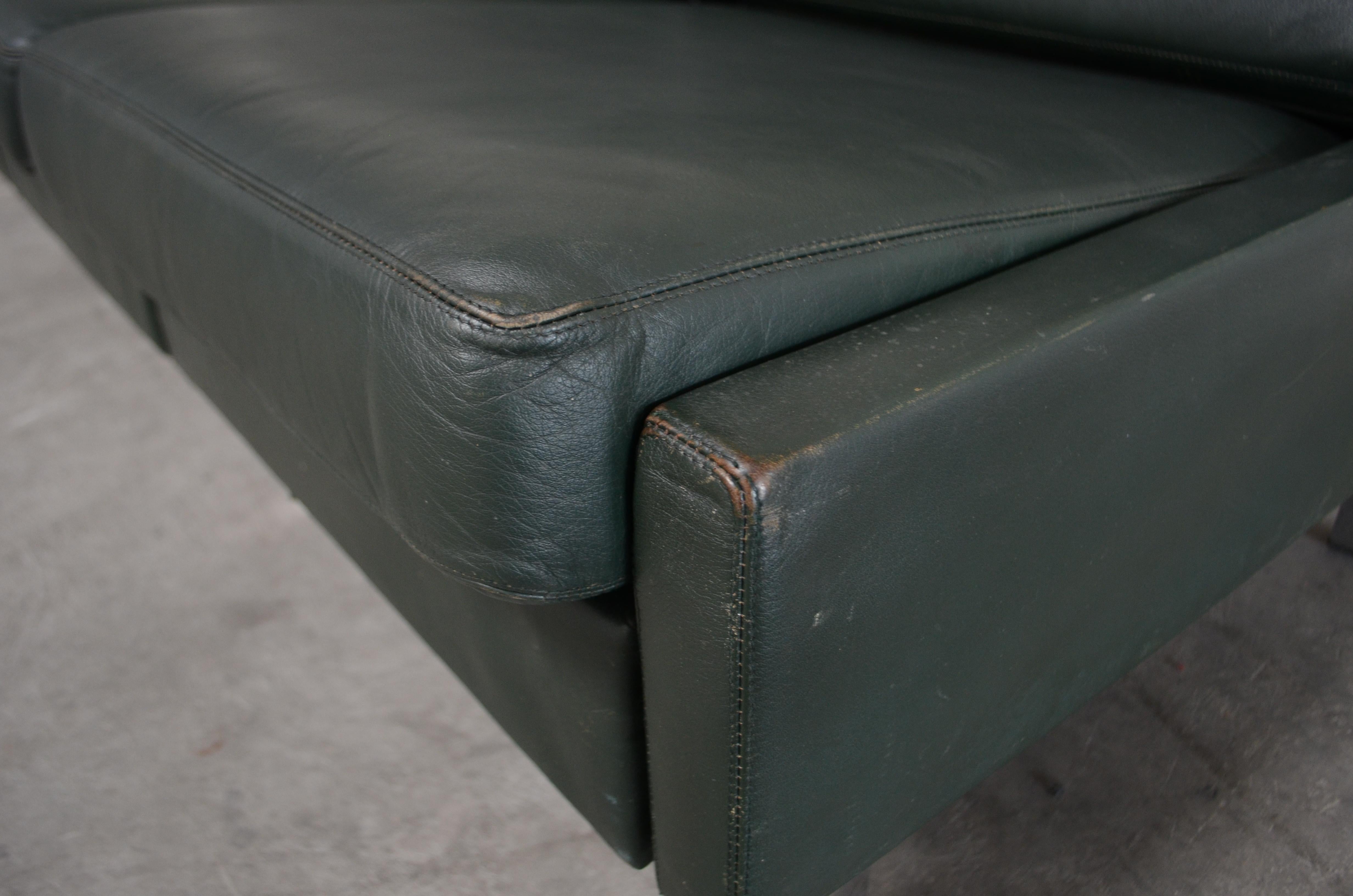 COR Conseta Leather Sofa and Chair Green, 1960s 1