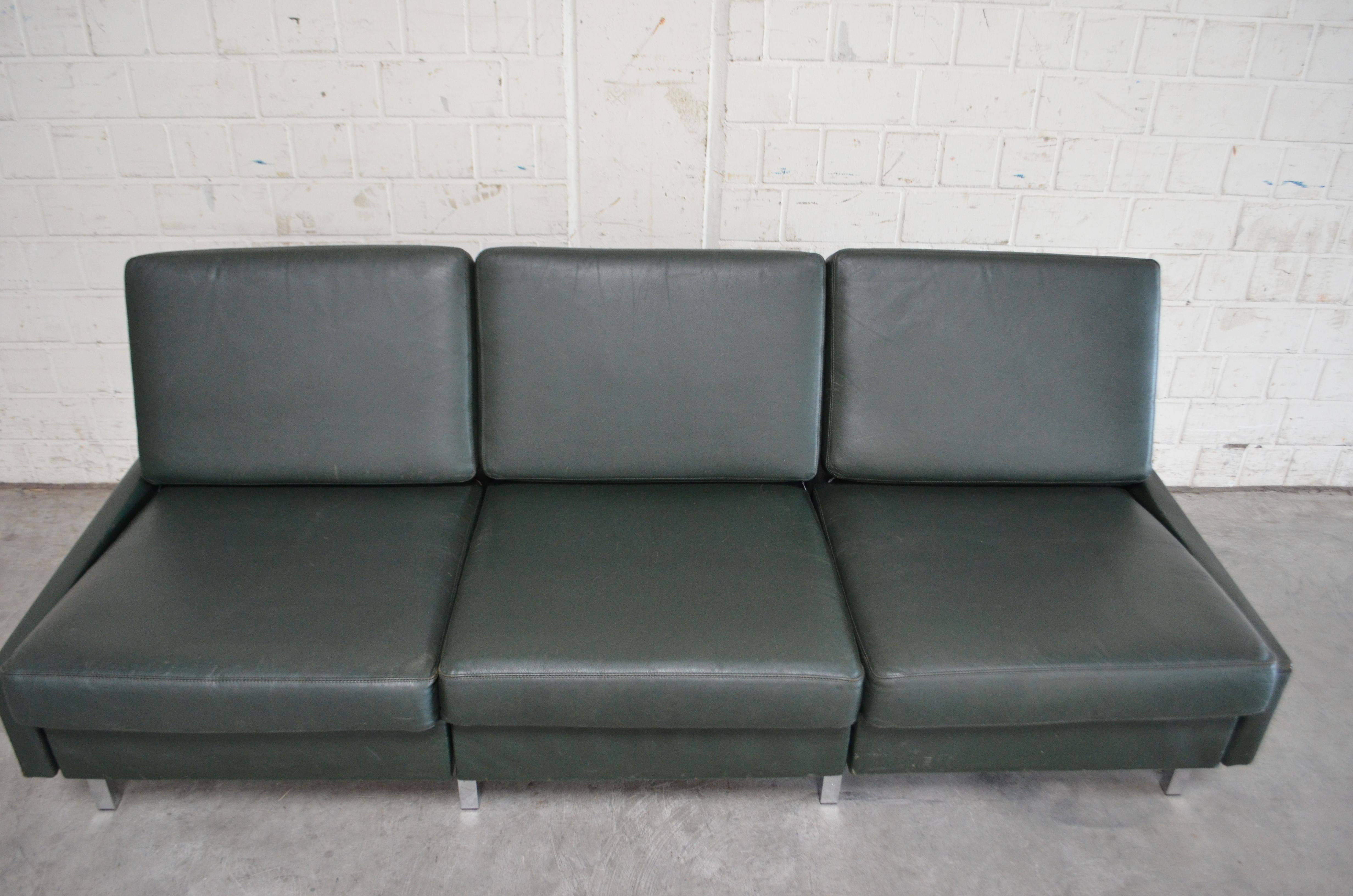 COR Conseta Leather Sofa and Chair Green, 1960s 2