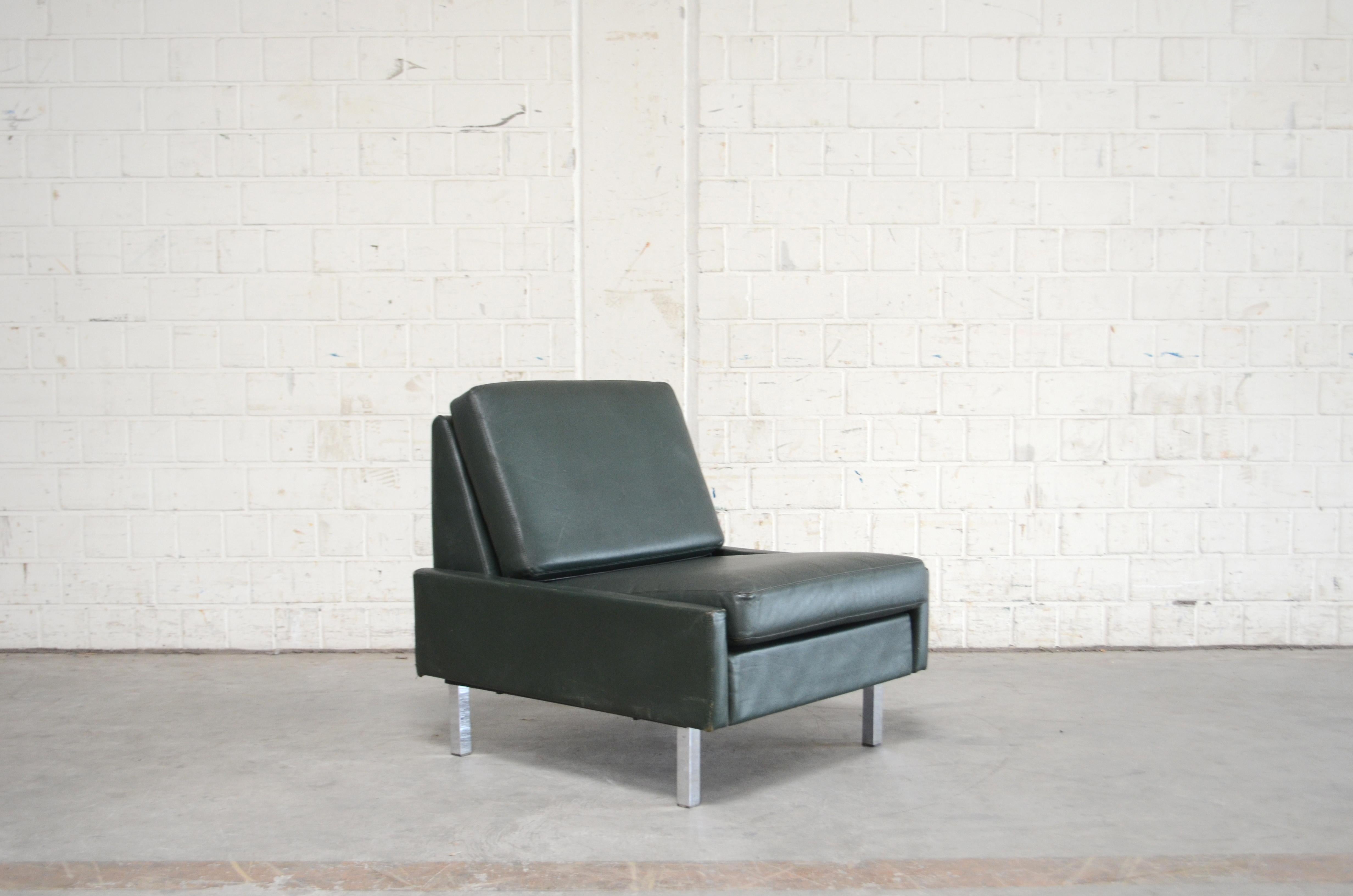 COR Conseta Leather Sofa and Chair Green, 1960s 3
