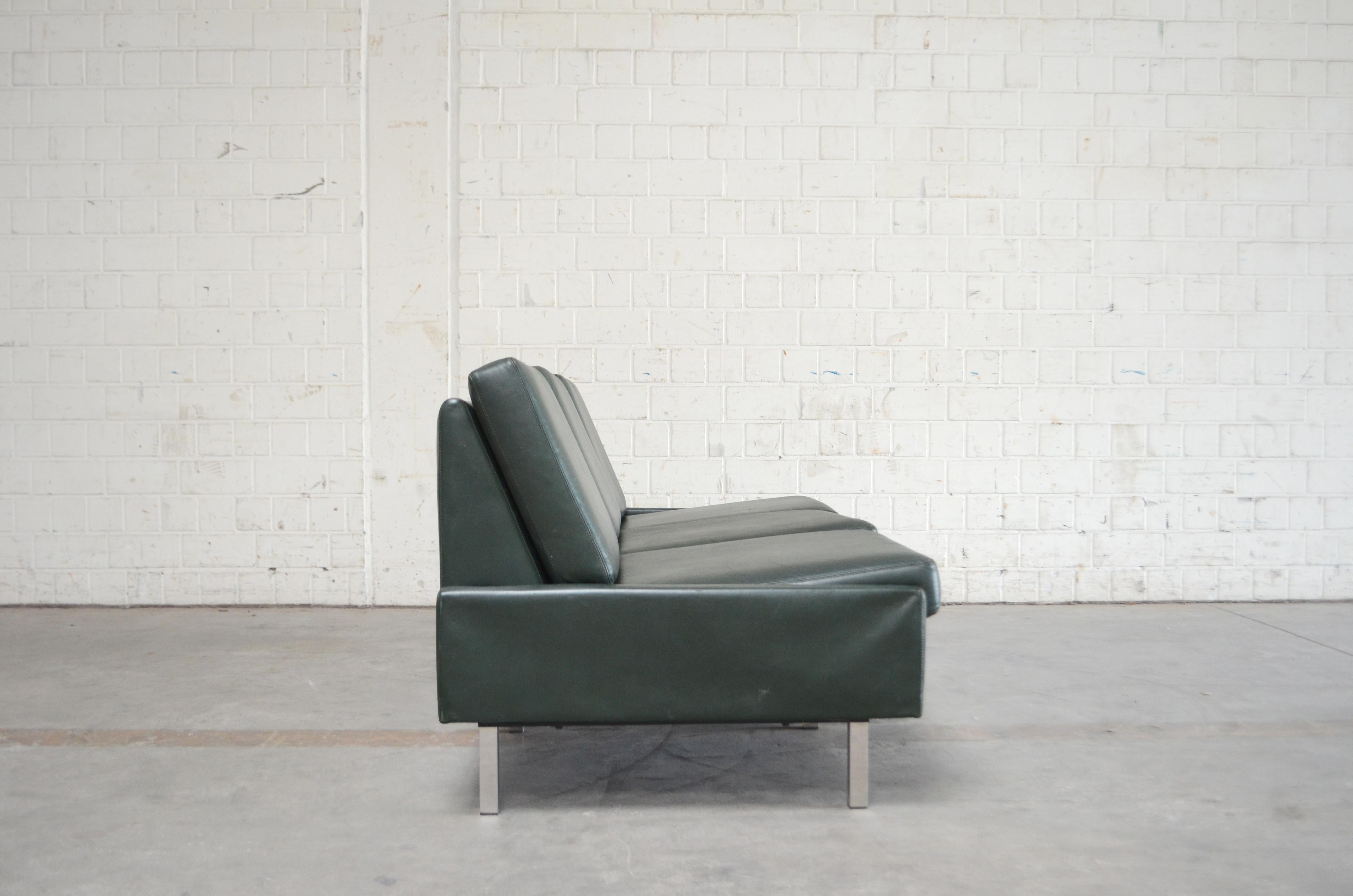 COR Model Conseta Leather Sofa Green, 1960s 6