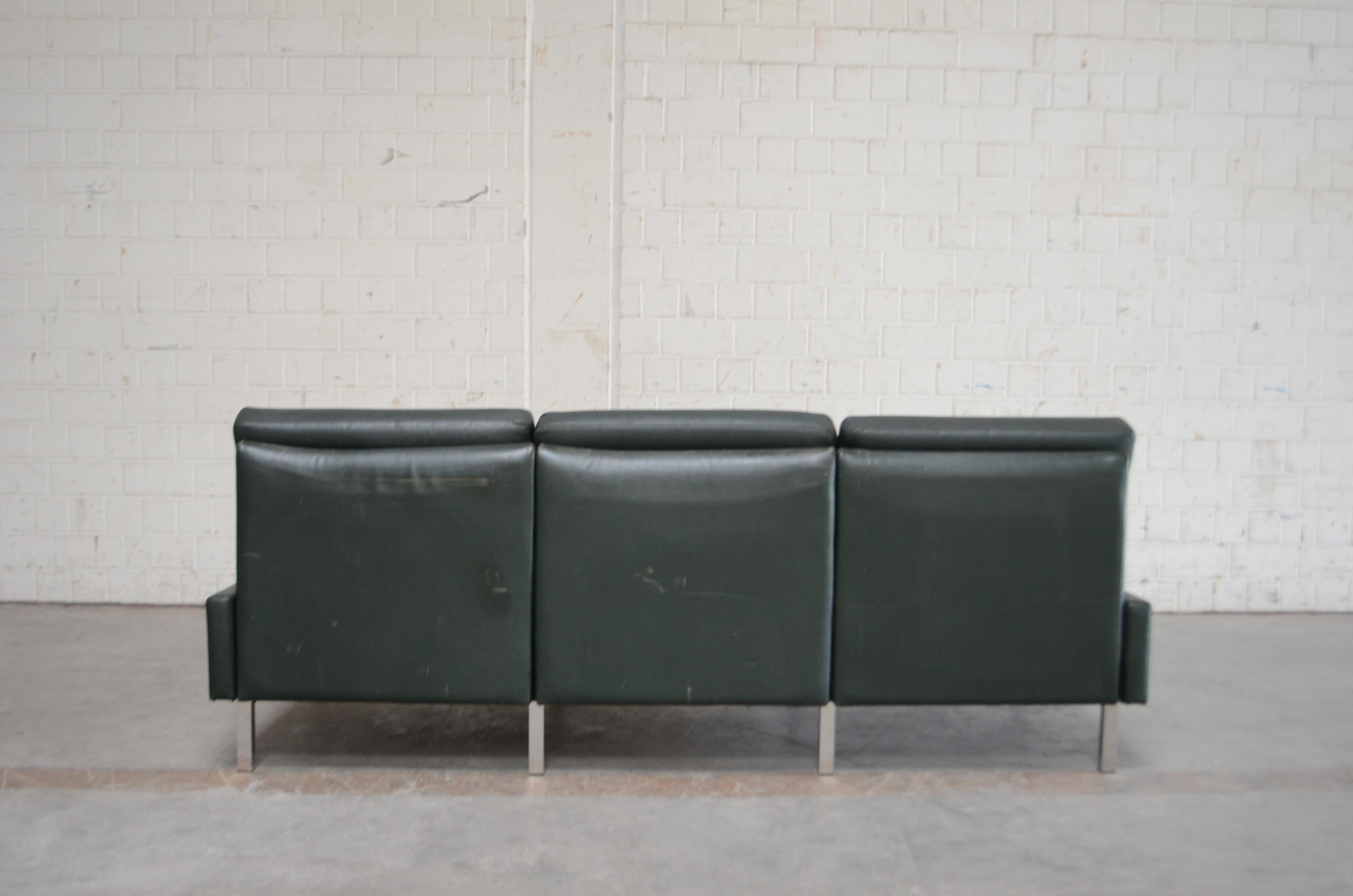 COR Model Conseta Leather Sofa Green, 1960s 2
