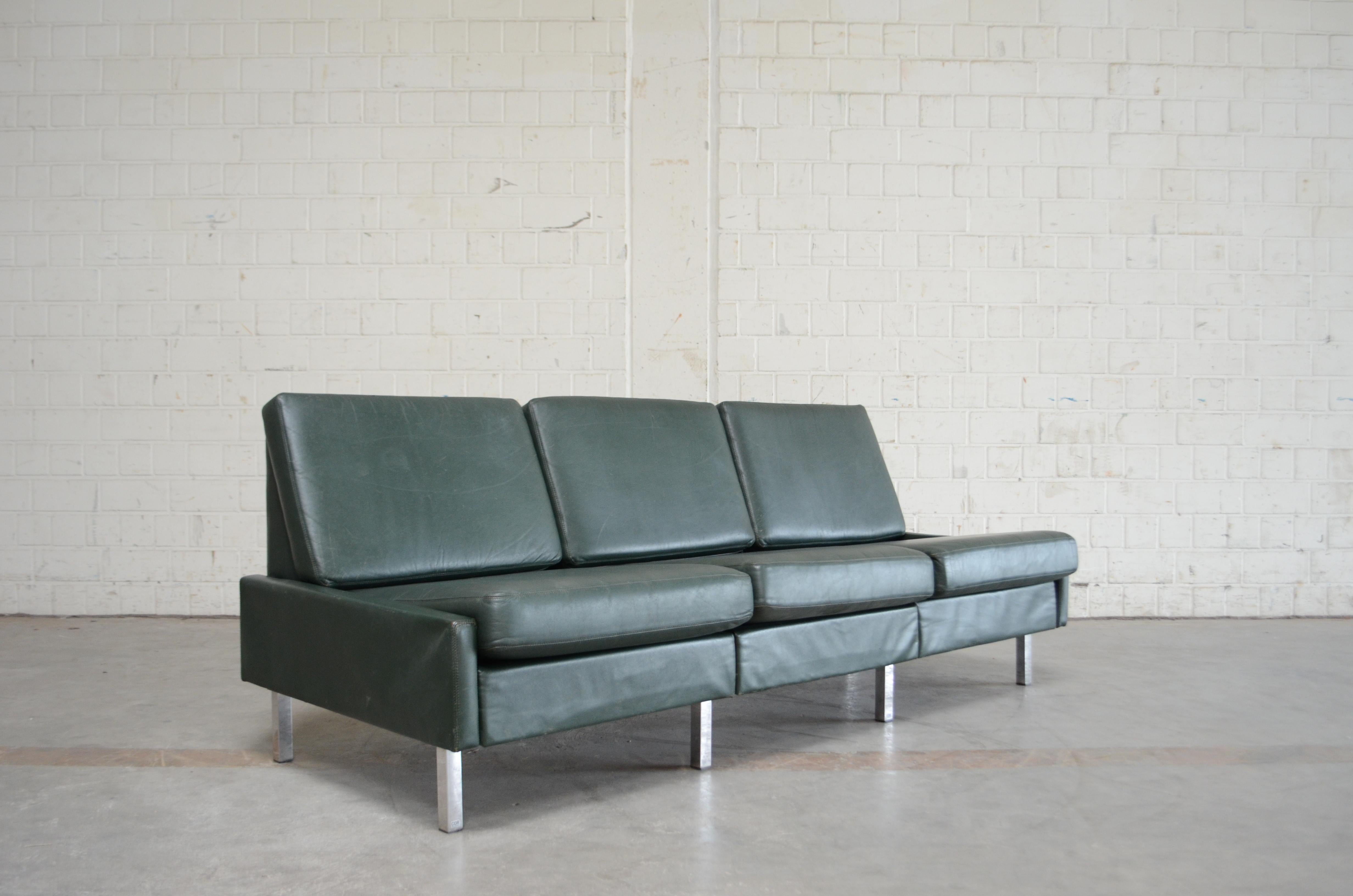 COR Model Conseta Leather Sofa Green, 1960s 3
