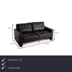 COR Conseta Leather Sofa Set Dark Blue 2x Two-Seater Couch