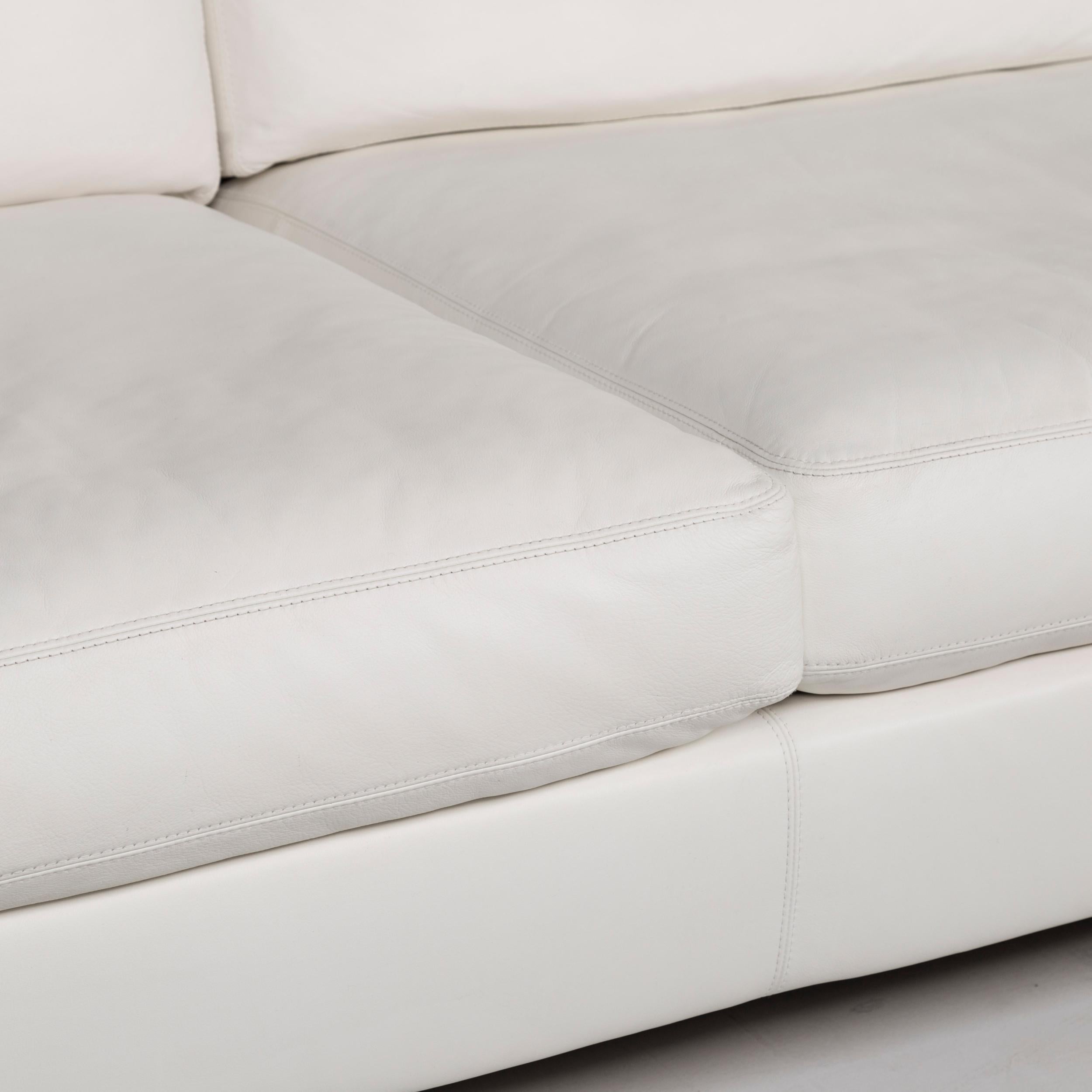 Modern Cor Conseta Leather Sofa White Two-Seat Couch For Sale