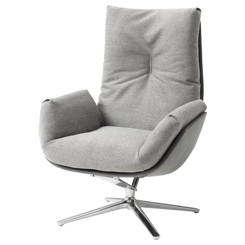 COR Cordia Swivel Lounge Chair in Fabric, Leather or a Combination of Both For Sale