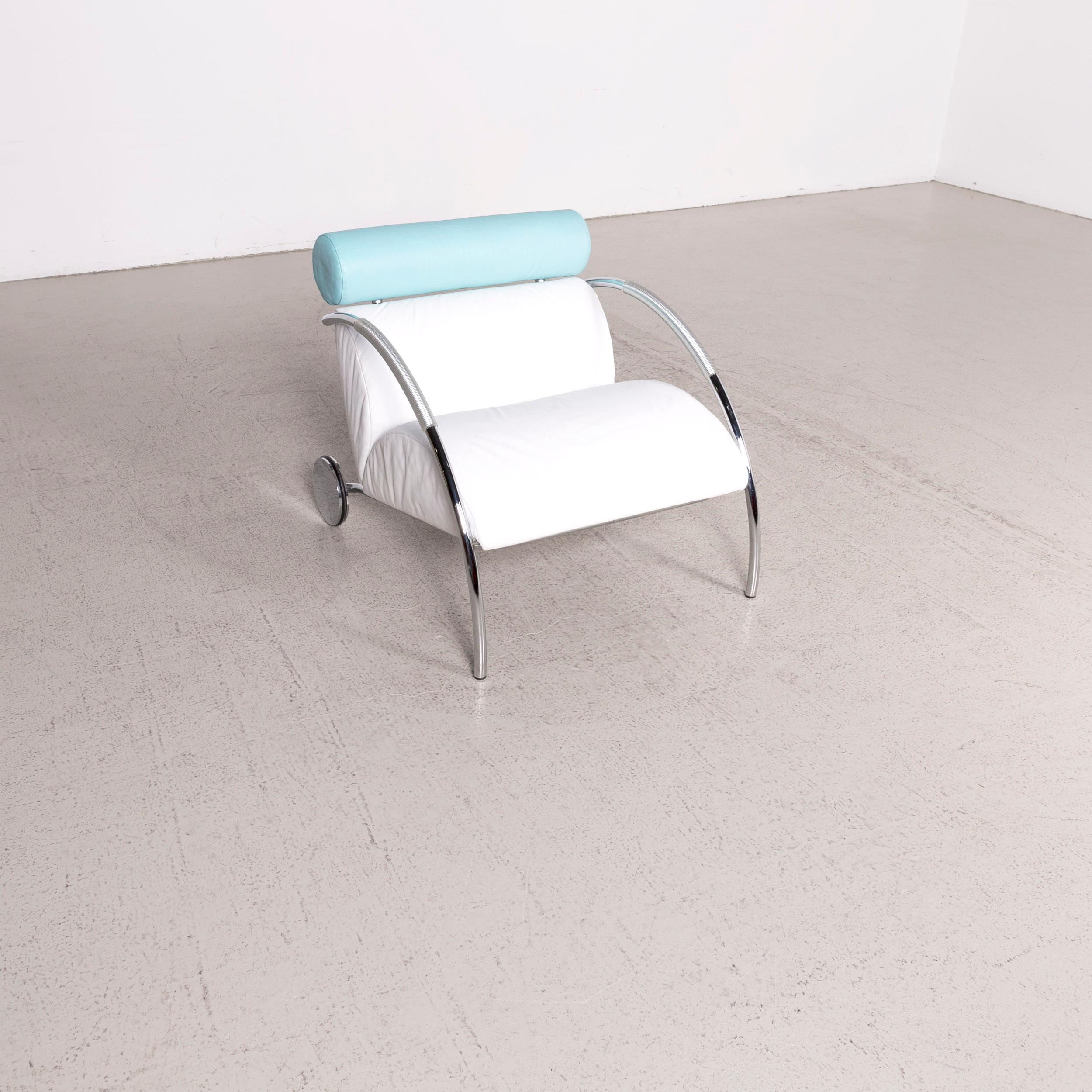 We bring to you a COR cycle designer leather armchair set white blue by Peter Maly genuine.

Product measurements in centimeters:

Depth 90
Width 75
Height 75
Seat-height 45
Rest-height 60
Seat-depth 55
Seat-width 65
Back-height 45.
 