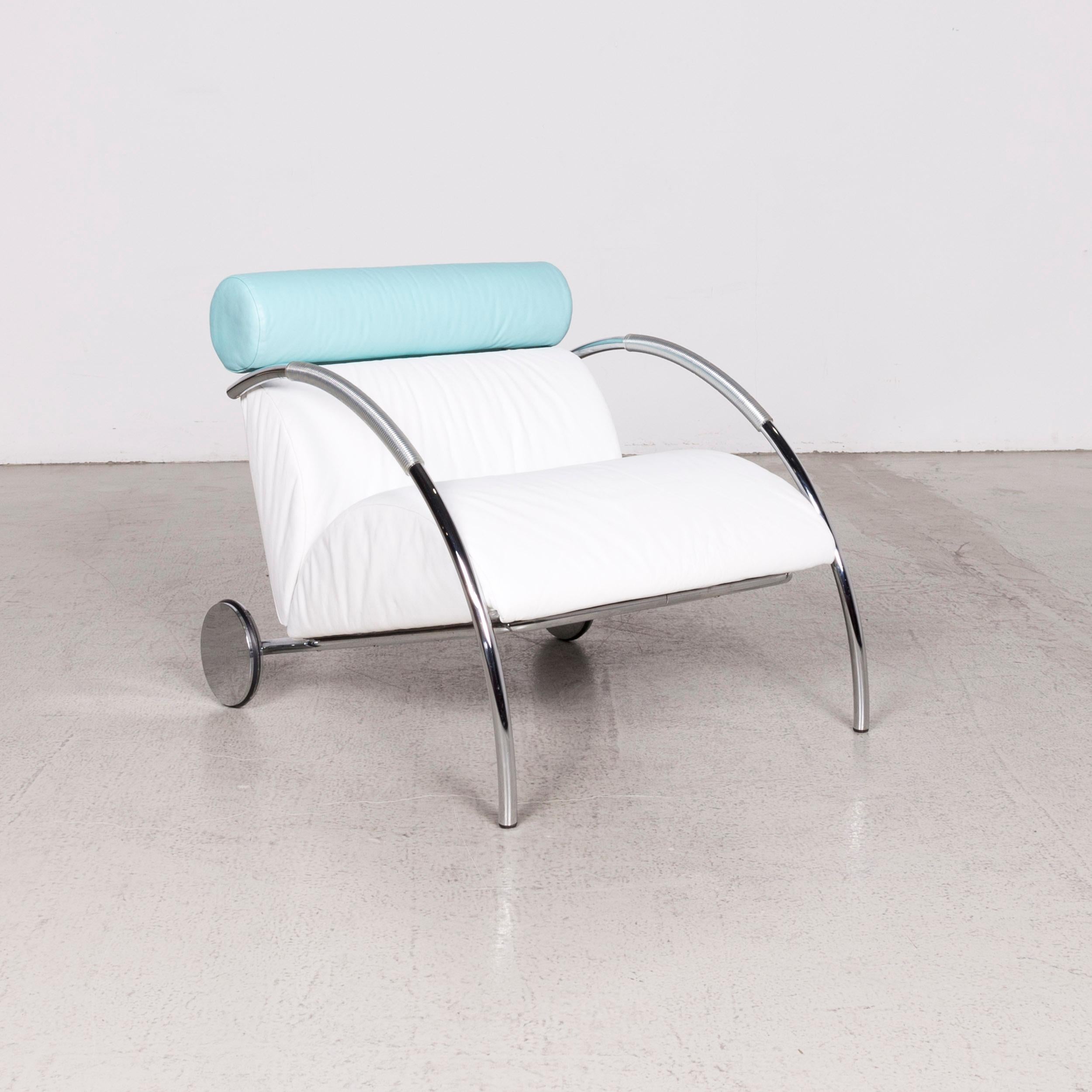 COR Cycle Designer Leather Armchair Set White Blue by Peter Maly Genuine In Good Condition For Sale In Cologne, DE