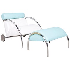COR Cycle Designer Leather Armchair Set White Blue by Peter Maly Genuine