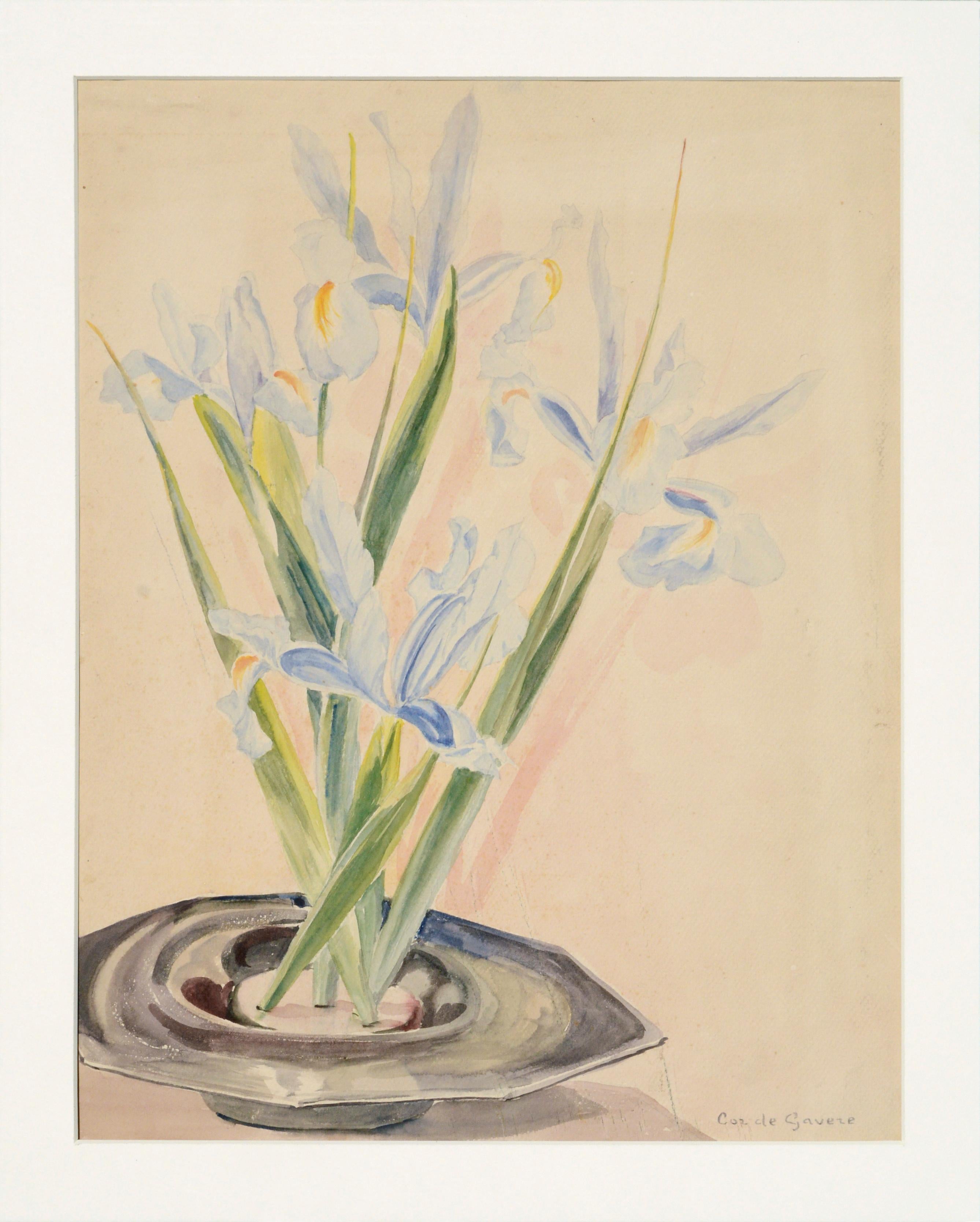 Still-Life Painting de Cor de Gavere - Bodegón de Iris Japonés de 1930