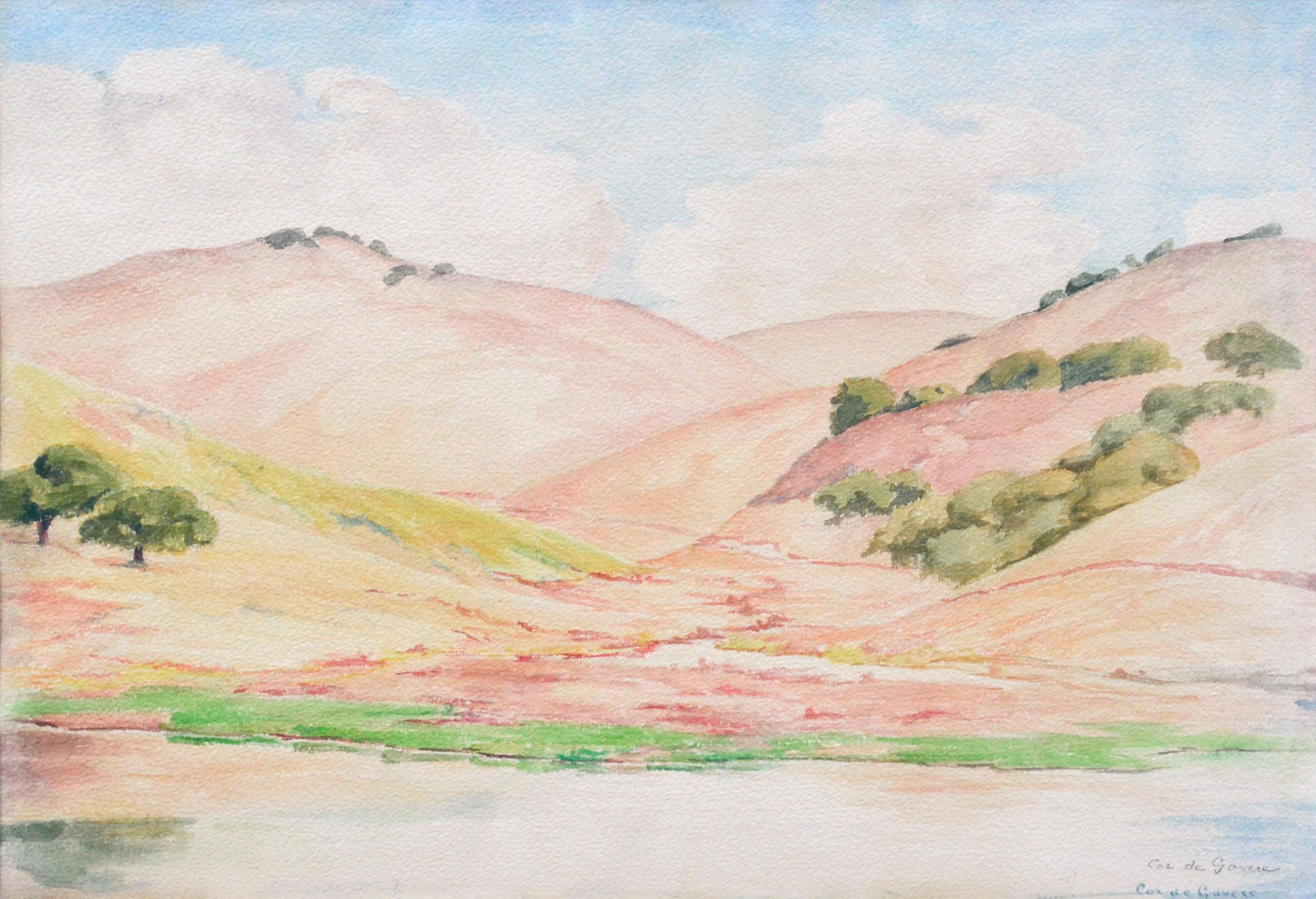 Aromas Kalifornien Rosa und Gold Hills Landschaft von Cor de Gavere Jolly Daubers im Angebot 1