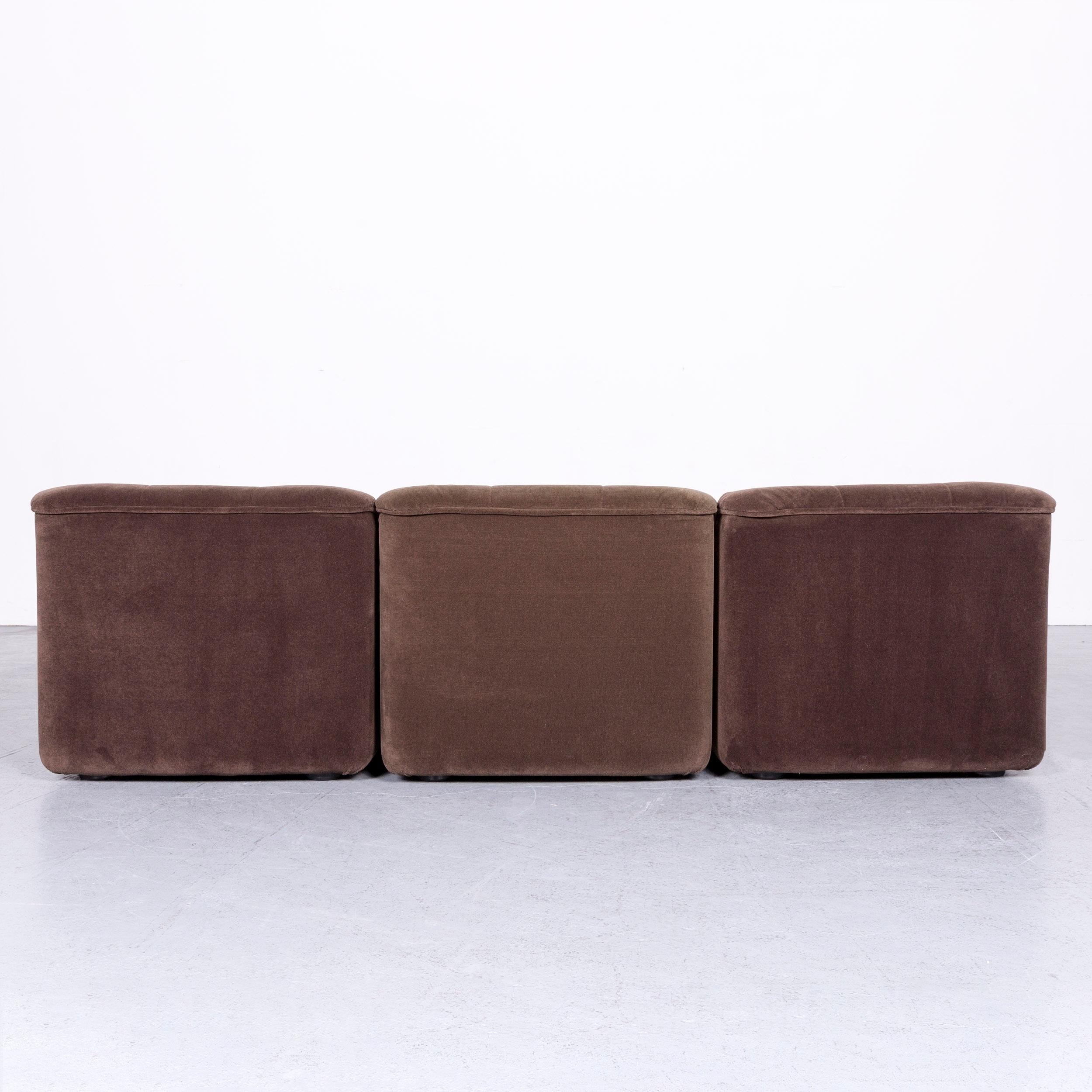 COR Designer Fabric Sofa Brown Three-Seat Couch For Sale 2