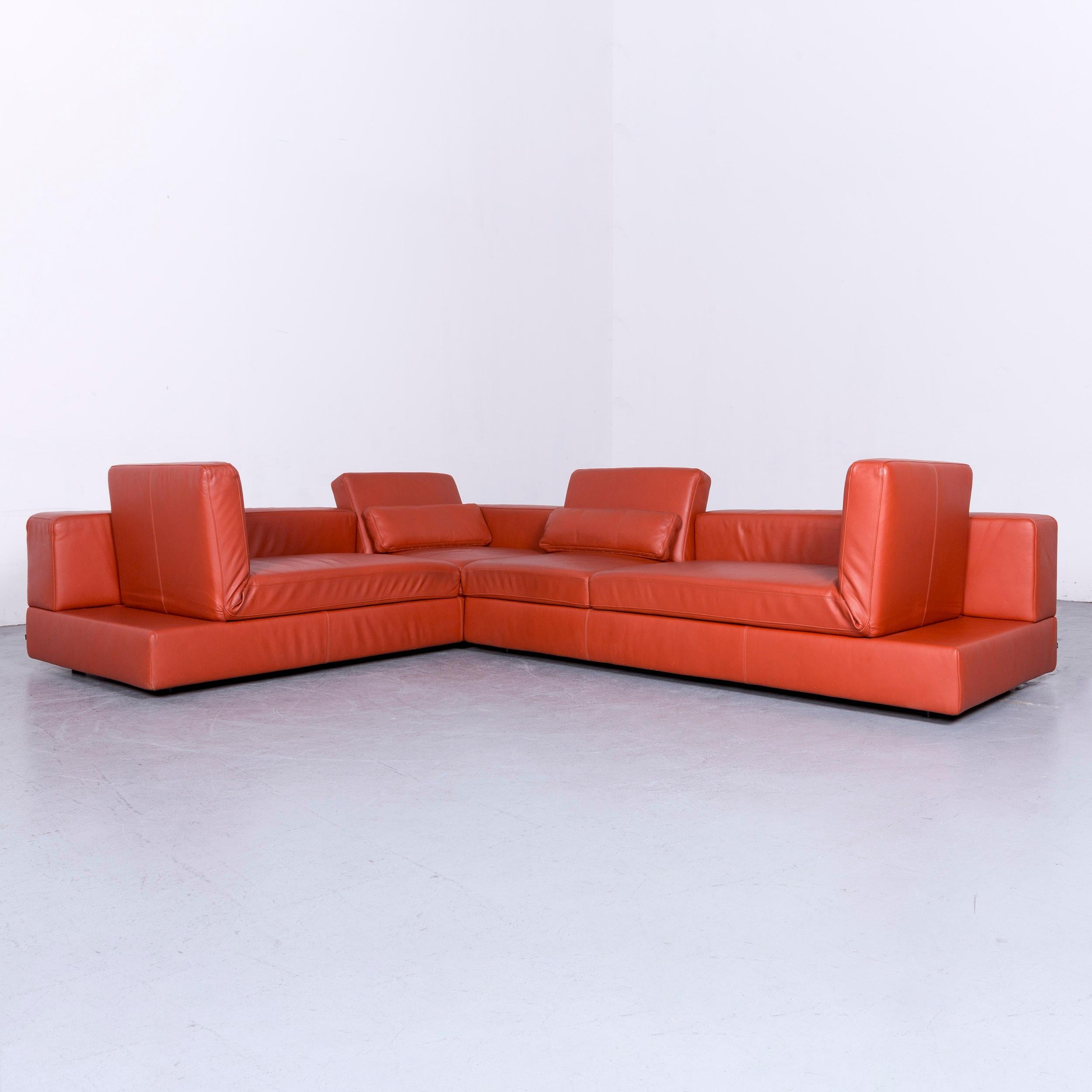 German COR Designer Leather Corner Sofa Orange Couch