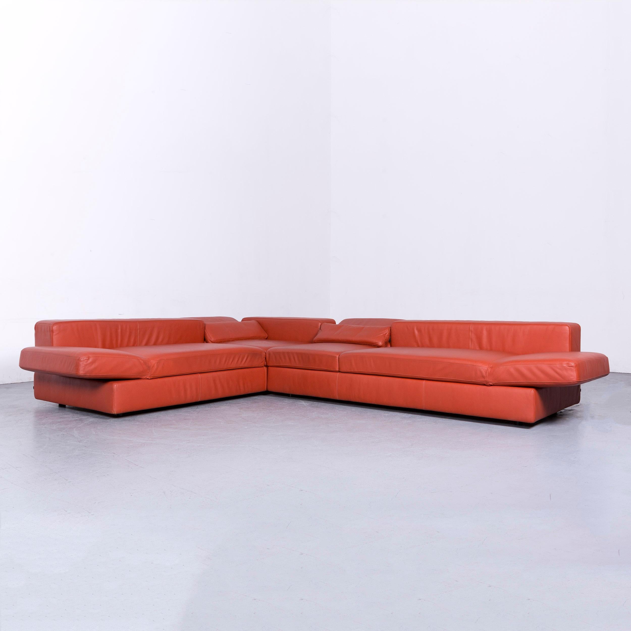 COR Designer Leather Corner Sofa Orange Couch In Excellent Condition In Cologne, DE