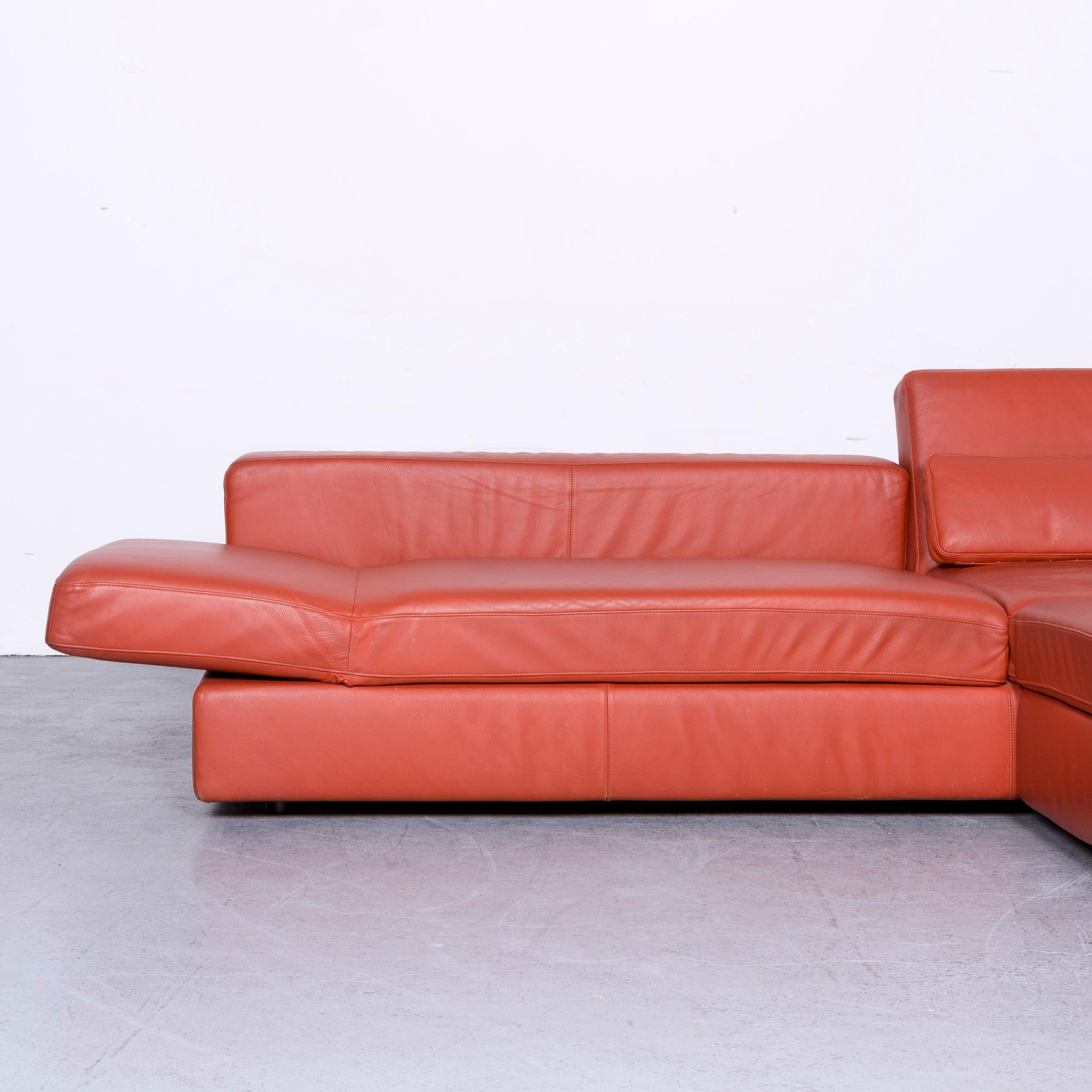 Contemporary COR Designer Leather Corner Sofa Orange Couch
