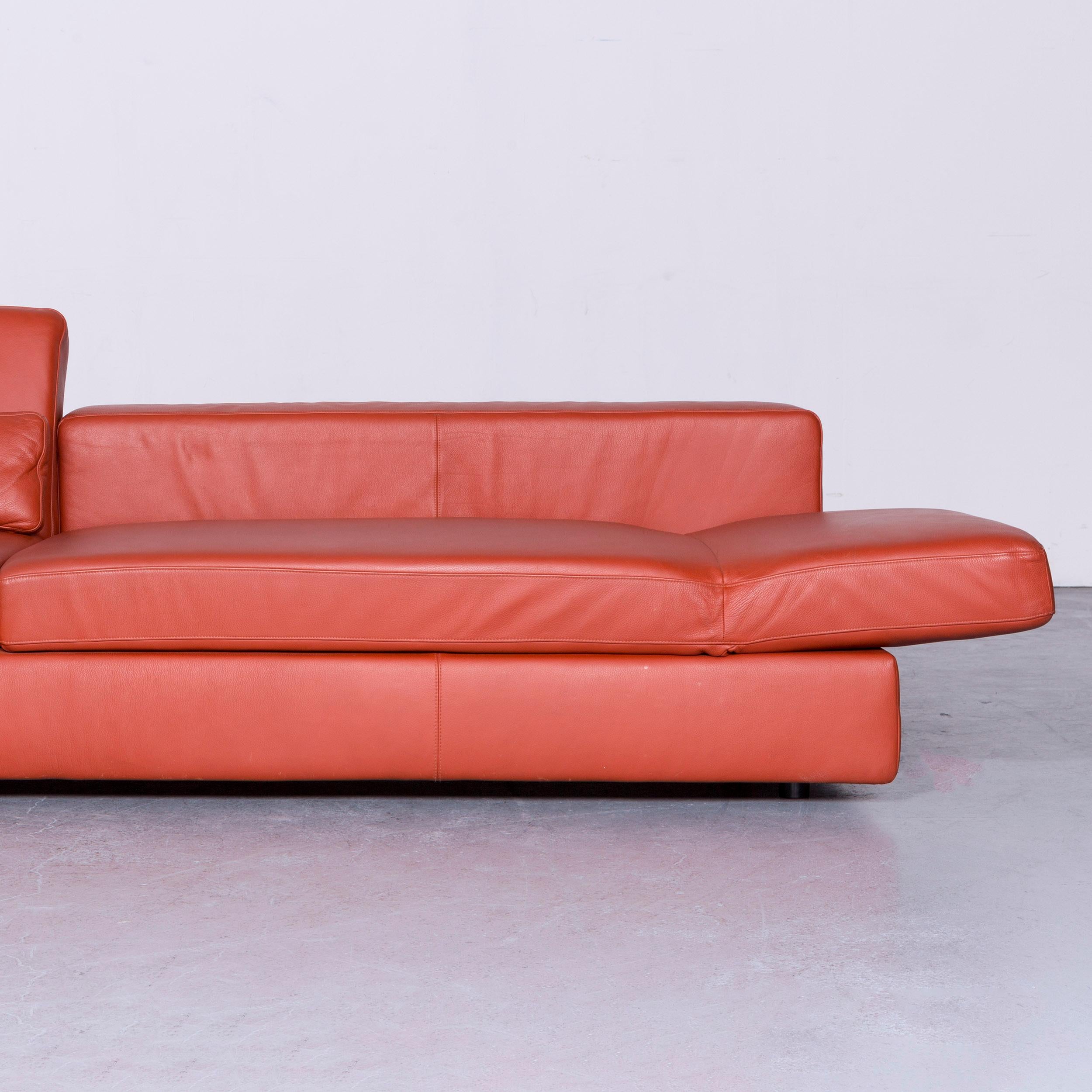 COR Designer Leather Corner Sofa Orange Couch 1
