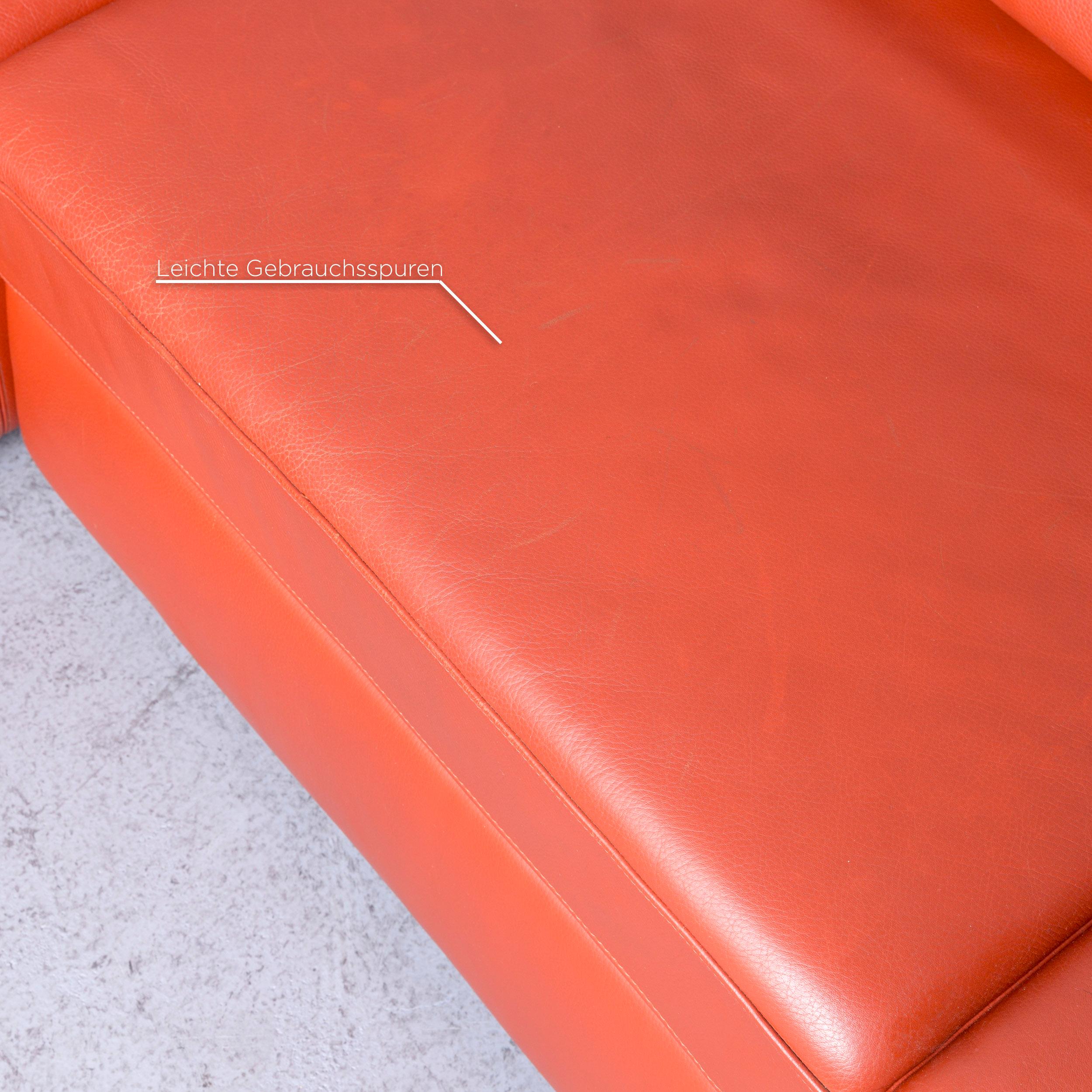 COR Designer Leather Corner Sofa Orange Couch 2