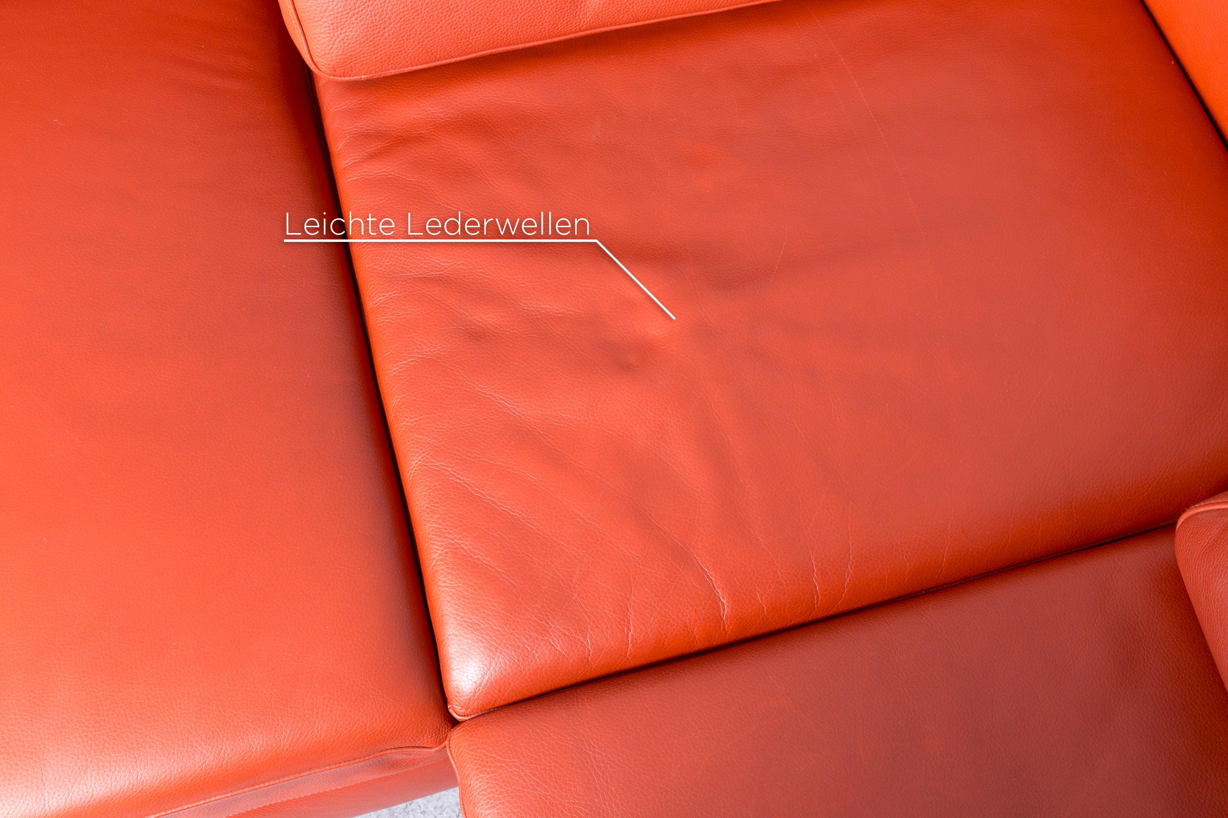 COR Designer Leather Corner Sofa Orange Couch 3