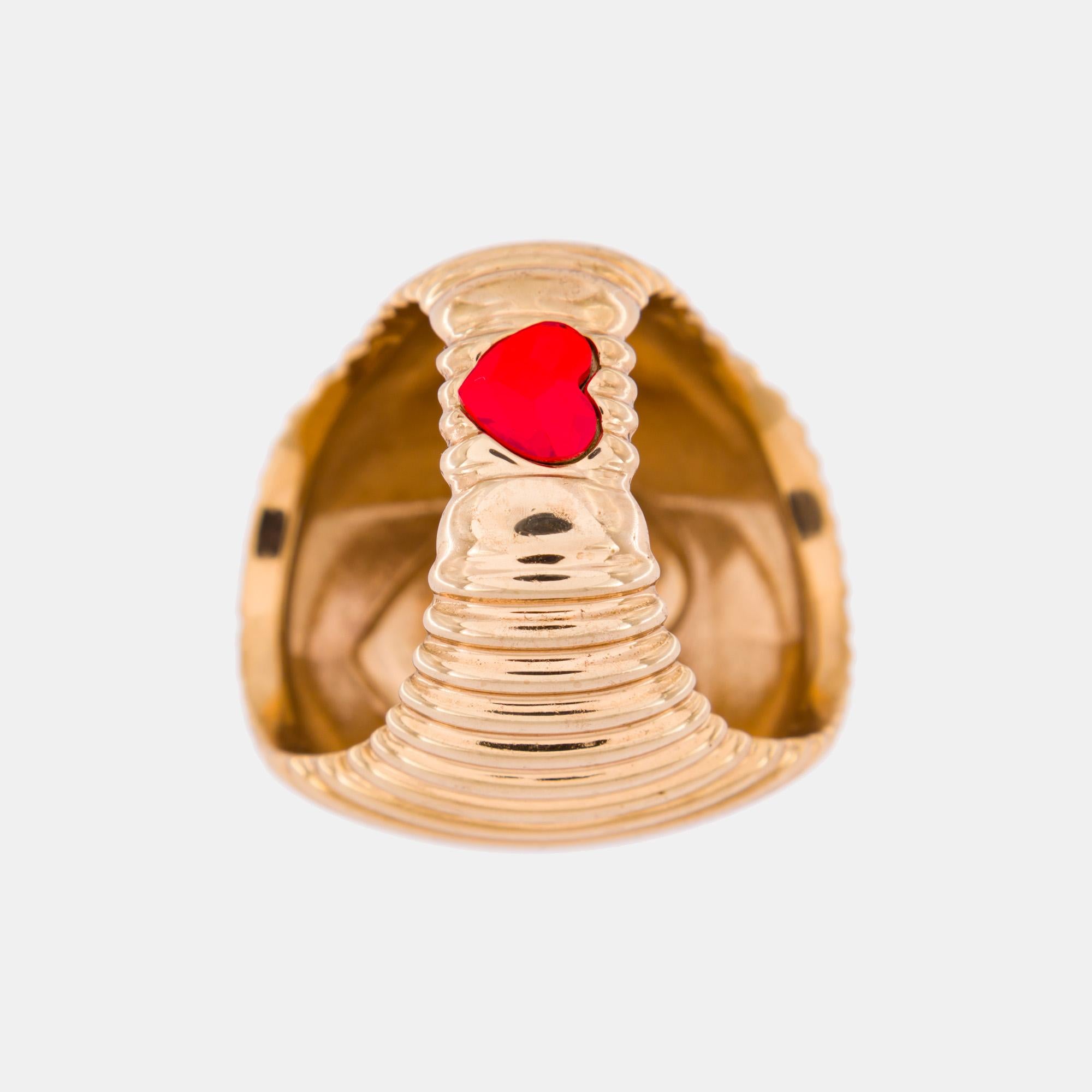 Women's Cor Gold plated red swarovski heart ring NWOT