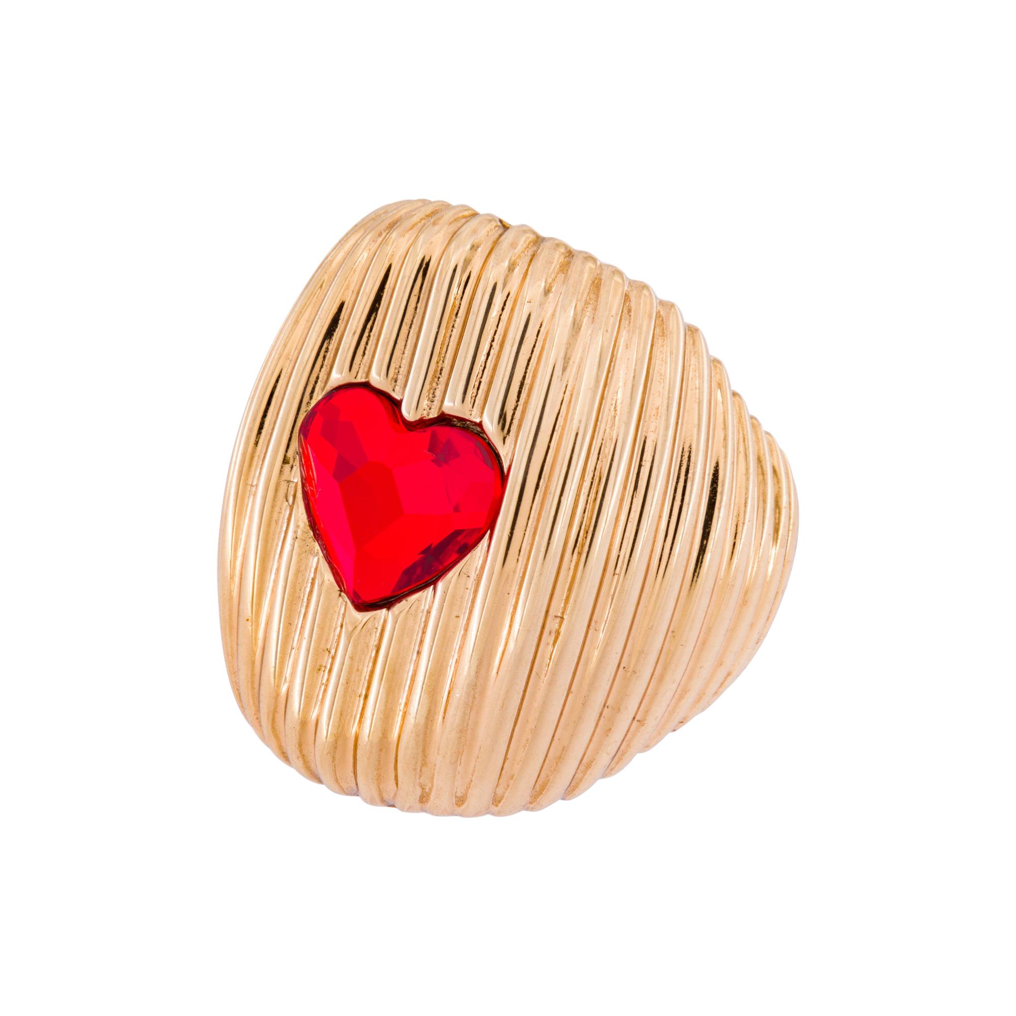 Cor Gold plated red swarovski heart ring NWOT