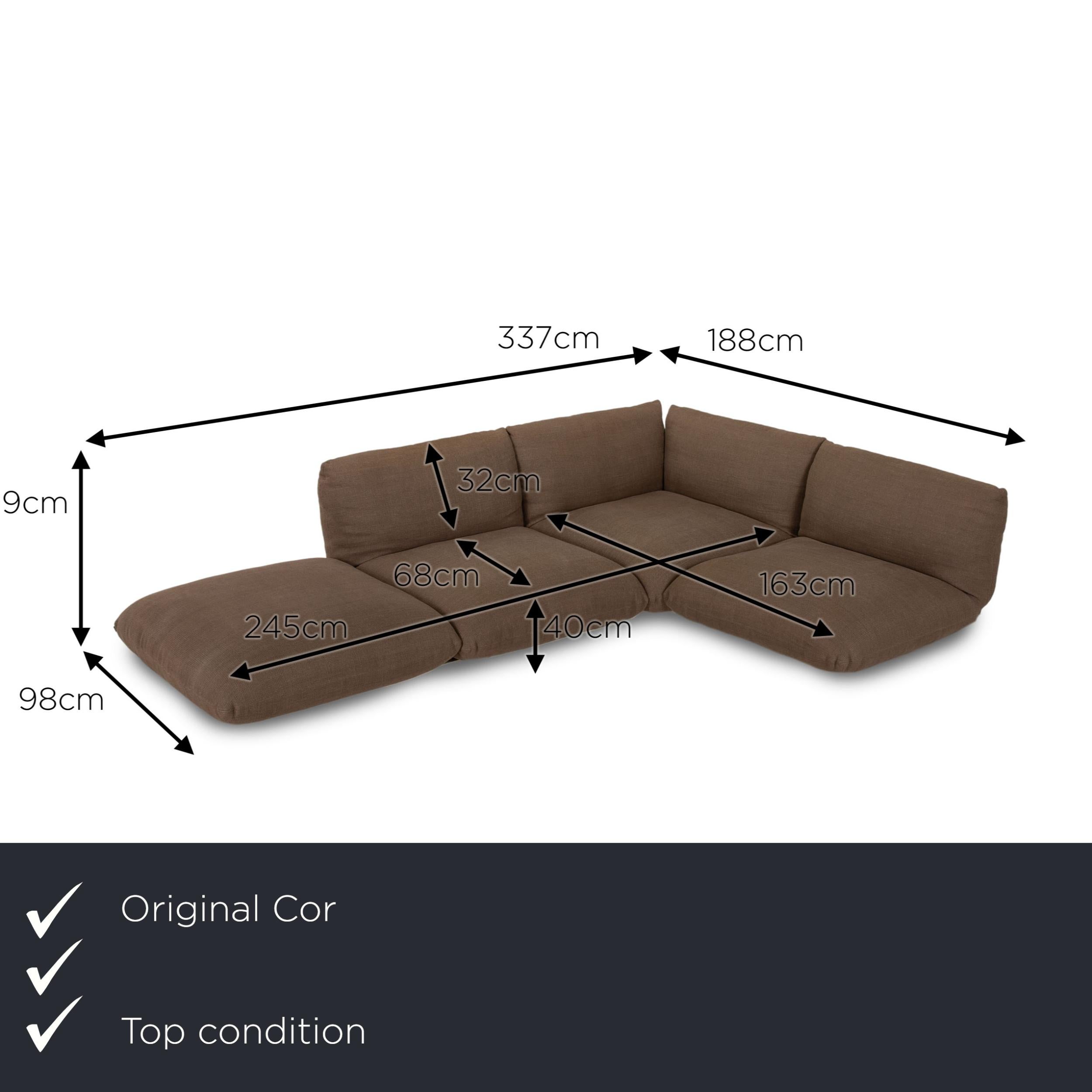 We present to you a Cor Jalis fabric sofa brown corner sofa couch.
 SKU: #16993-c4
 

 Product measurements in centimeters:
 

 depth: 98
 width: 188
 height: 69
 seat height: 40
 rest height: 
 seat depth: 68
 seat width: 163
 back