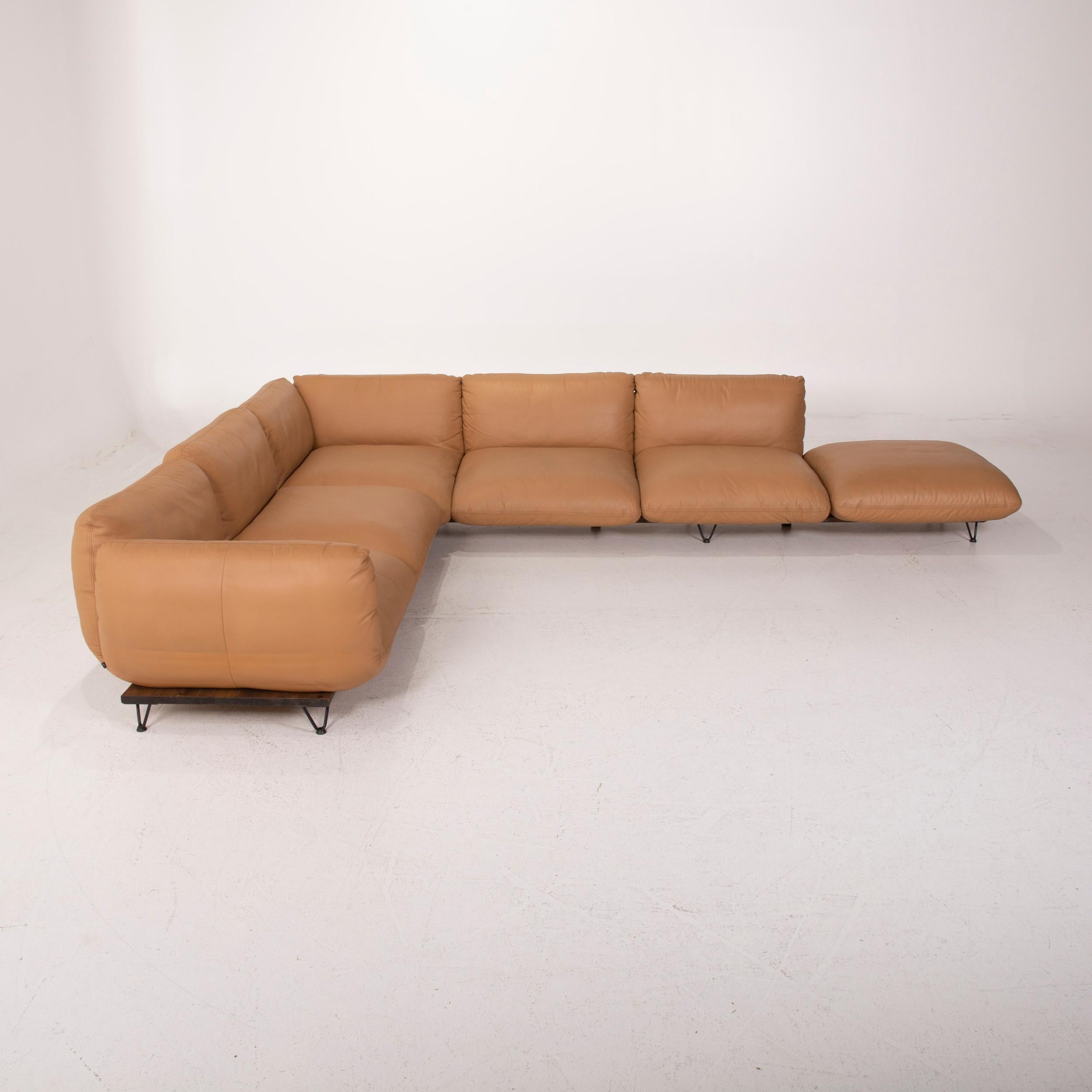 German Cor Jalis Leather Sofa Cognac Corner Sofa Substructure and Feet by Revive