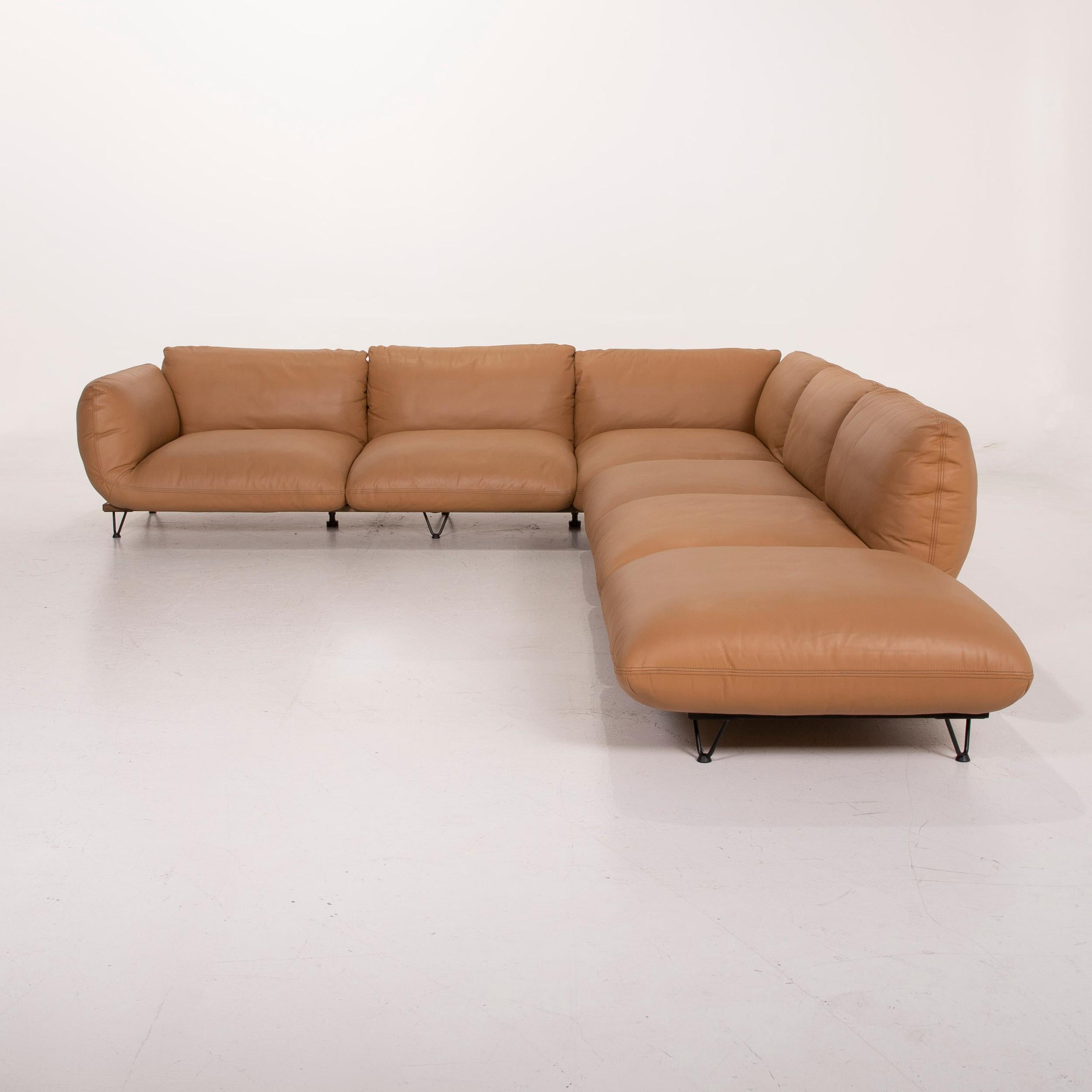 Cor Jalis Leather Sofa Cognac Corner Sofa Substructure and Feet by Revive In Good Condition In Cologne, DE