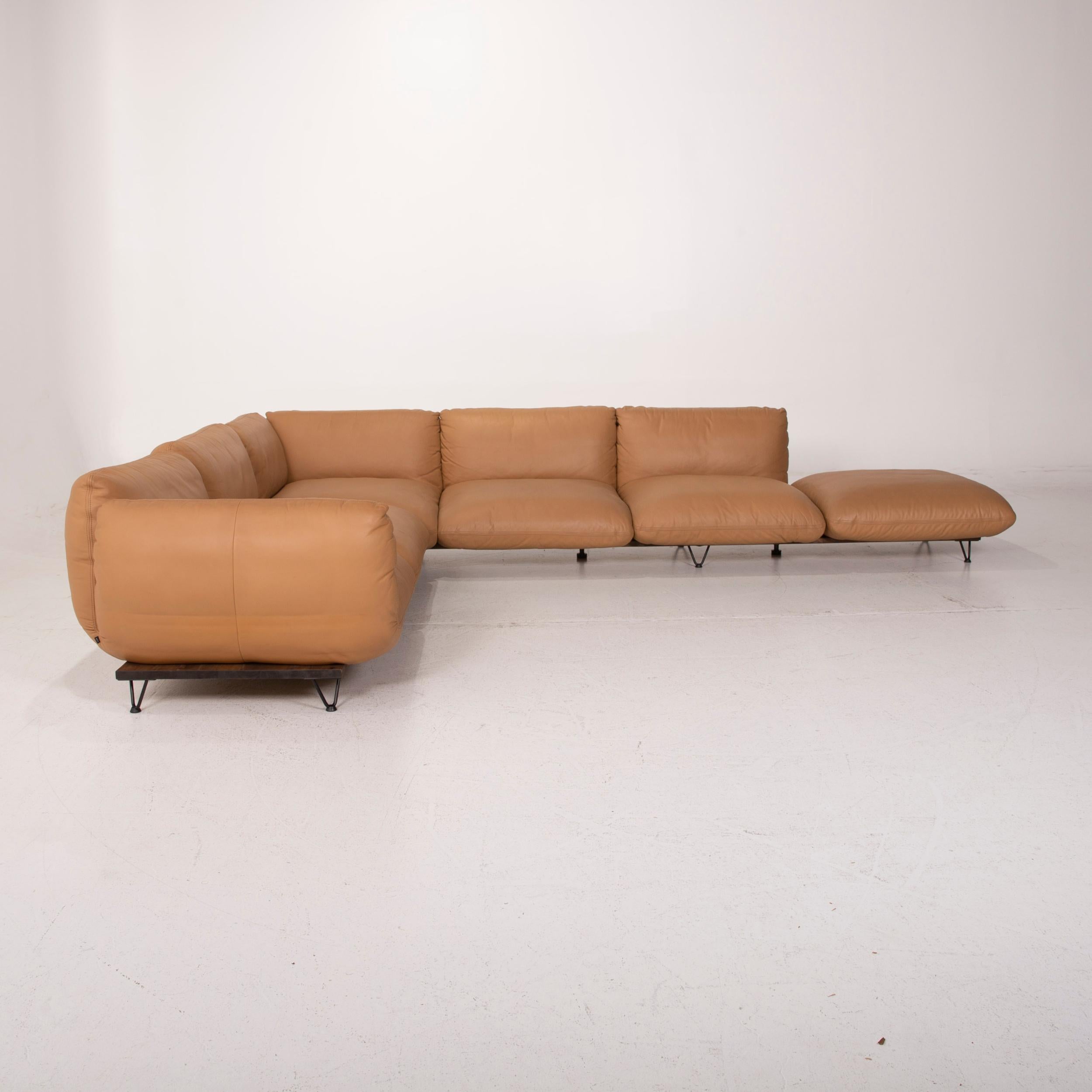 Contemporary Cor Jalis Leather Sofa Cognac Corner Sofa Substructure and Feet by Revive