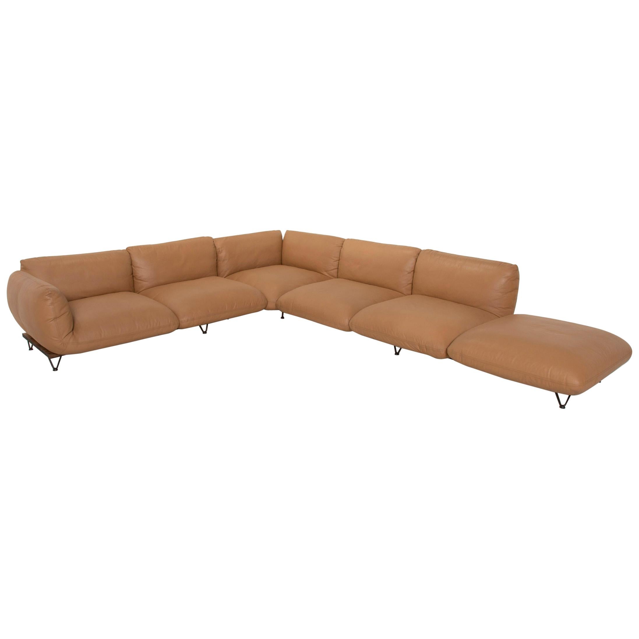 Cor Jalis Leather Sofa Cognac Corner Sofa Substructure and Feet by Revive