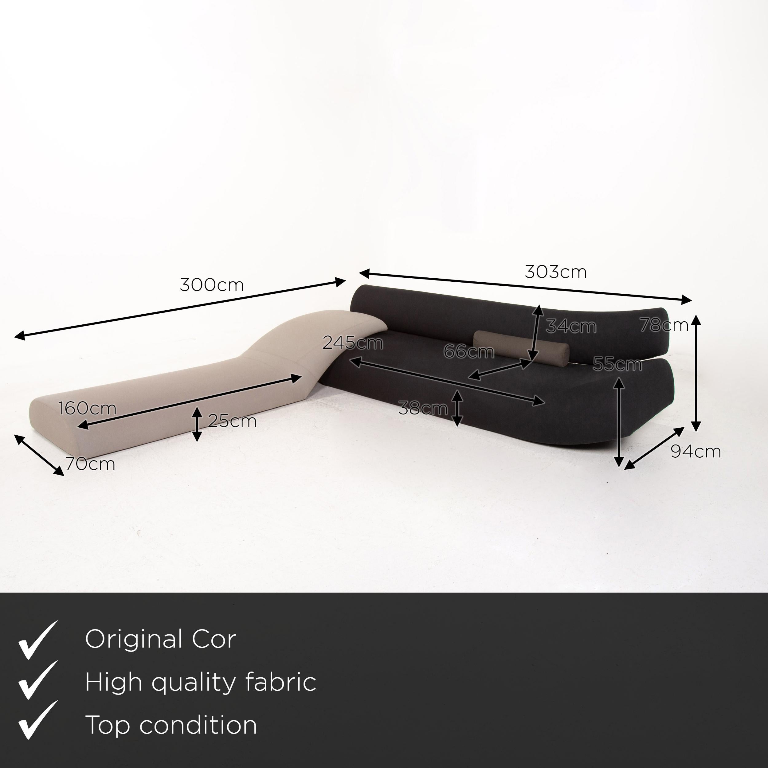 We present to you a COR lava fabric corner sofa black gray modular modular sofa sofa couch.
  
 

 Product measurements in centimeters:
 

Depth 70
Width 300
Height 75
Seat height 25
Rest height 55
Seat depth 160
Seat width 70
Back