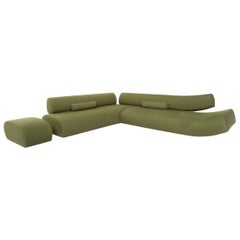 COR Lava Fabric Corner Sofa Incl. Stool Green Modular Sofa Couch