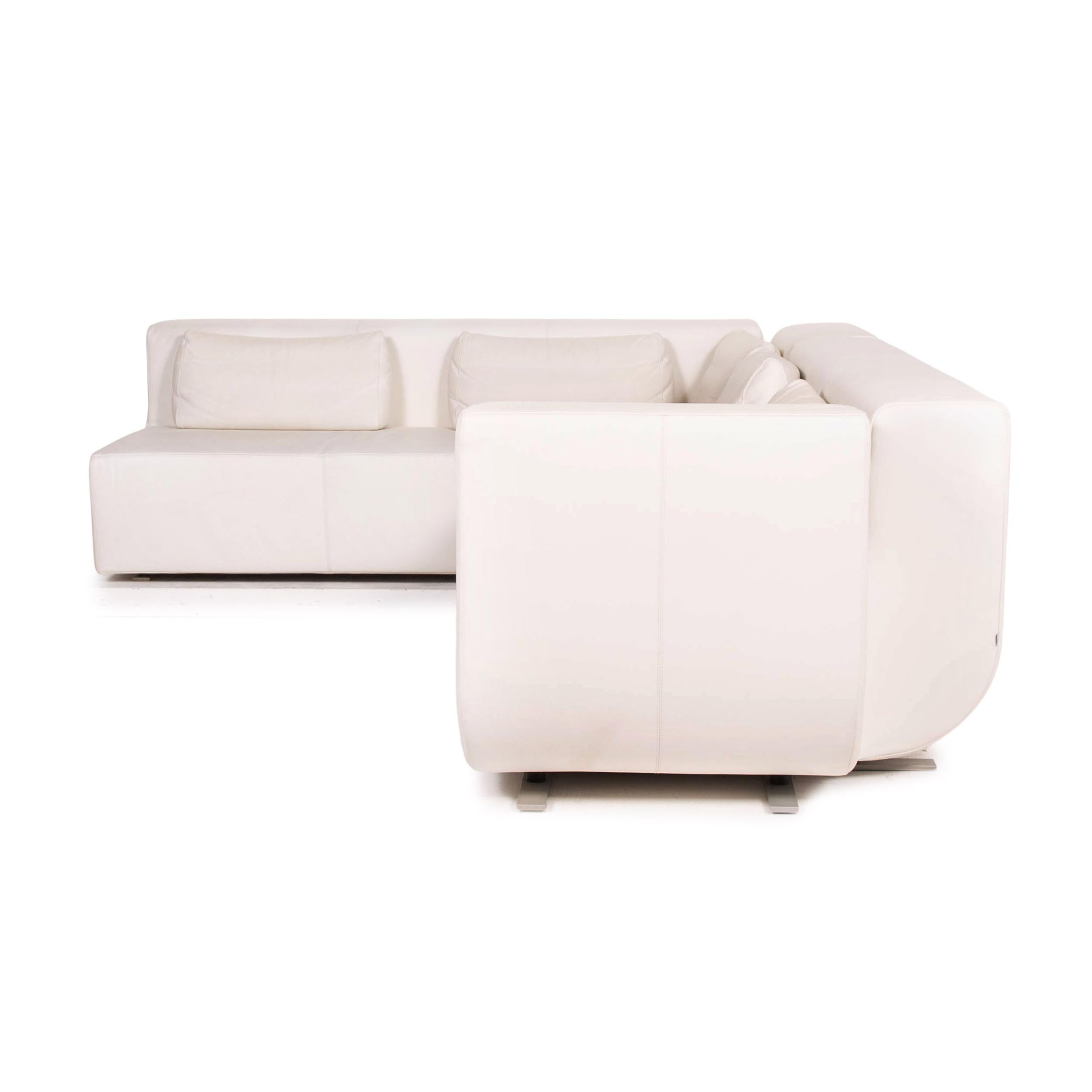 COR Nuba Leather Corner Sofa Cream Sofa Couch 6