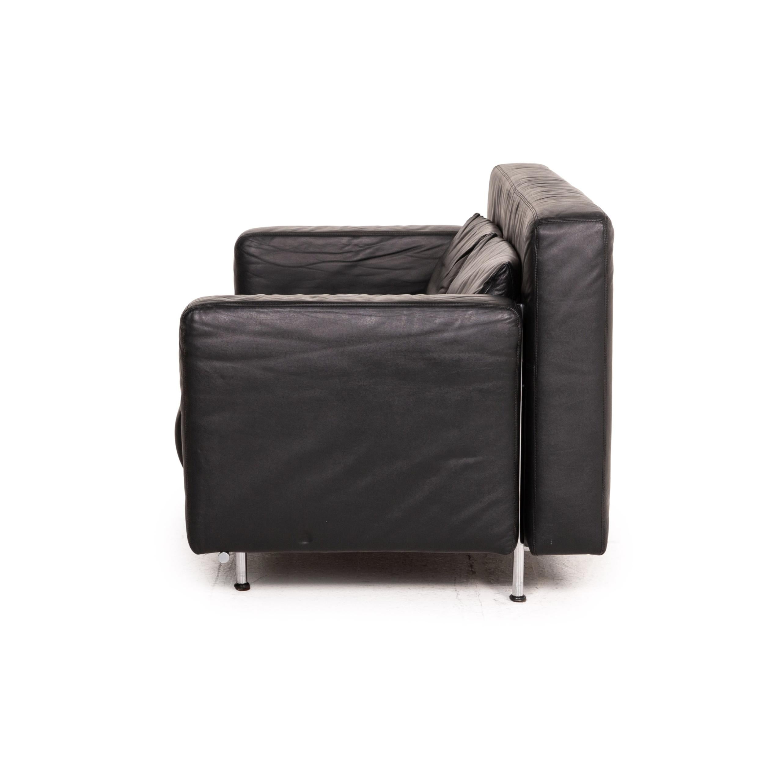 COR Quarta Leather Sofa Black Two-Seater Couch 4