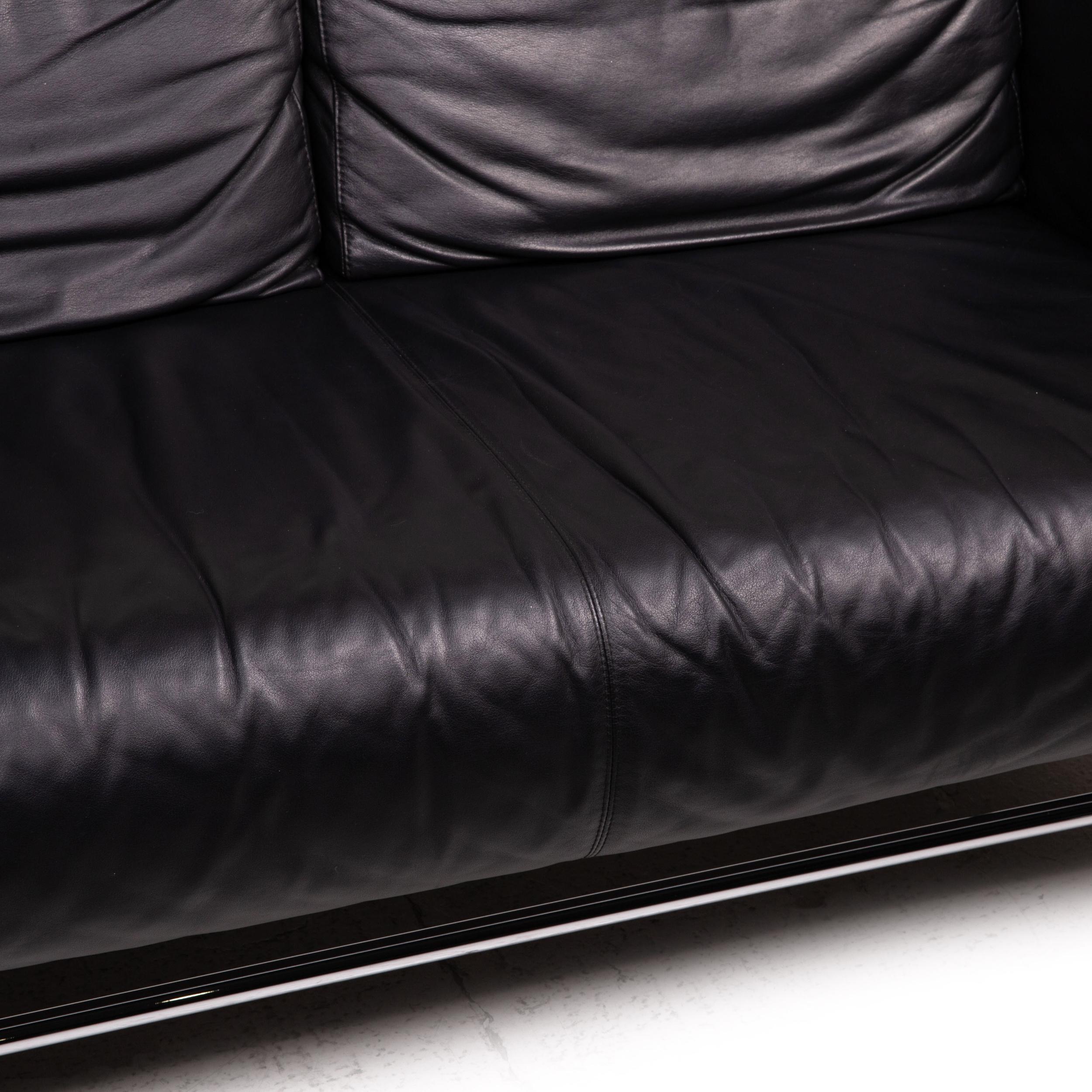 Modern COR Quarta Leather Sofa Black Two-Seater Couch