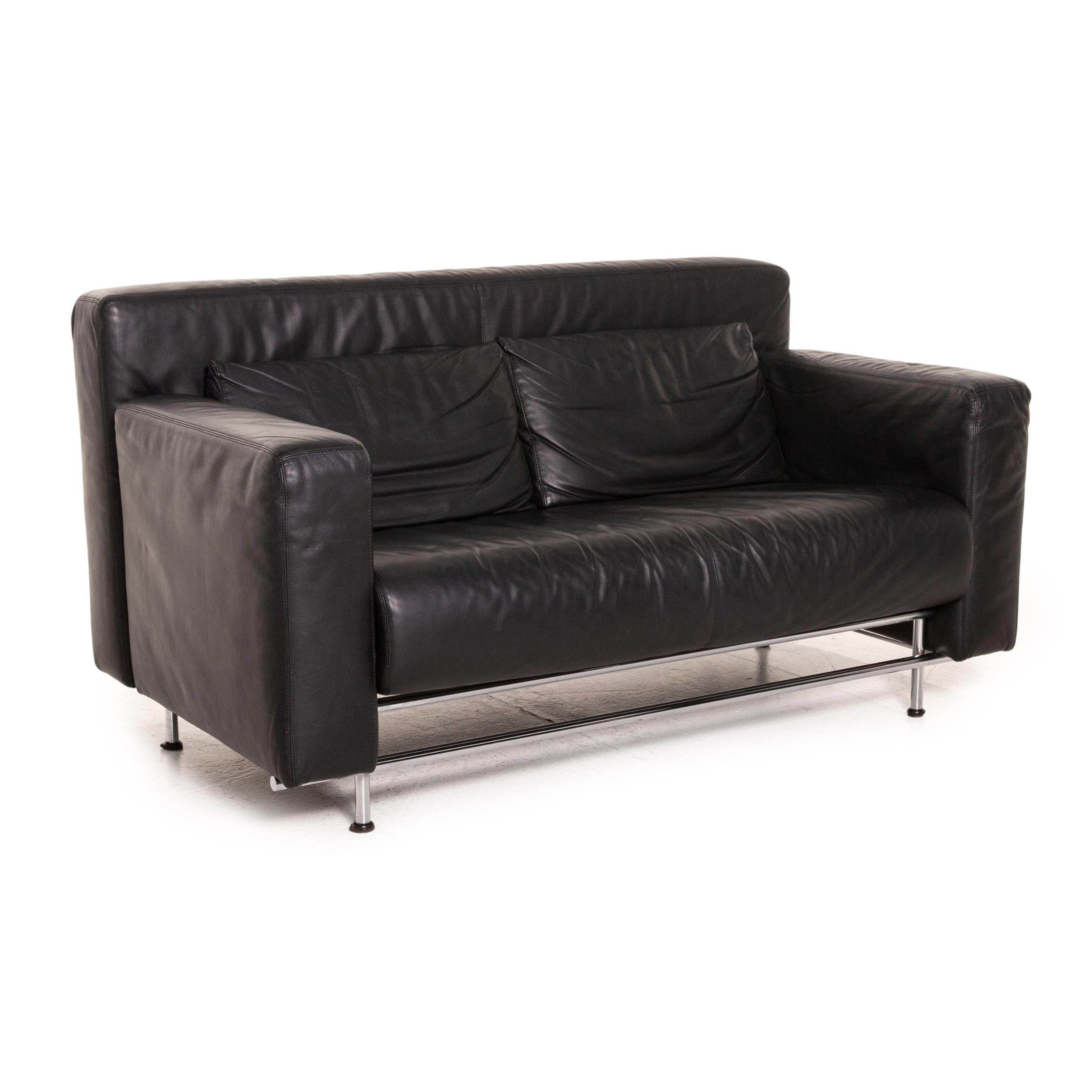 Contemporary COR Quarta Leather Sofa Black Two-Seater Couch