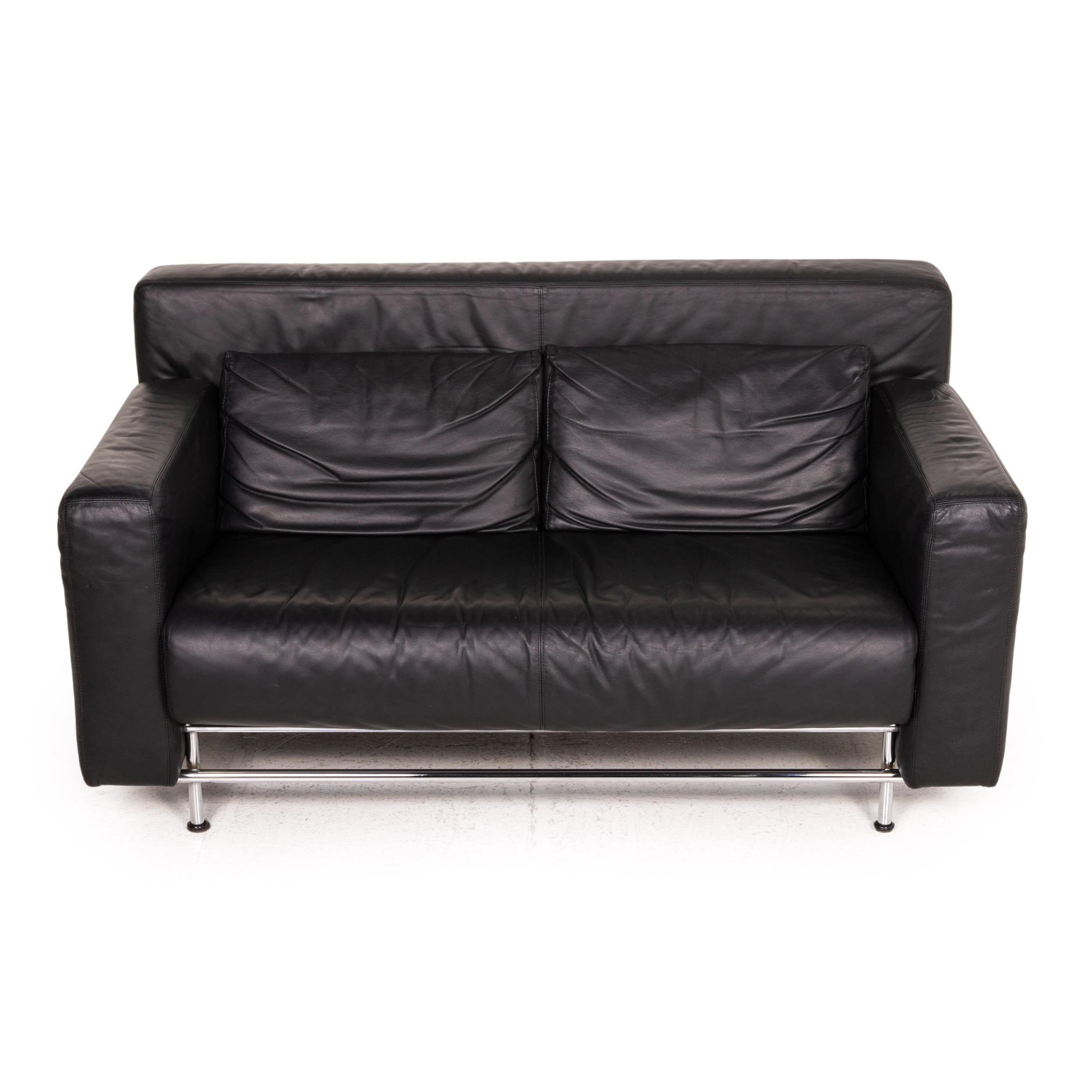 COR Quarta Leather Sofa Black Two-Seater Couch 1
