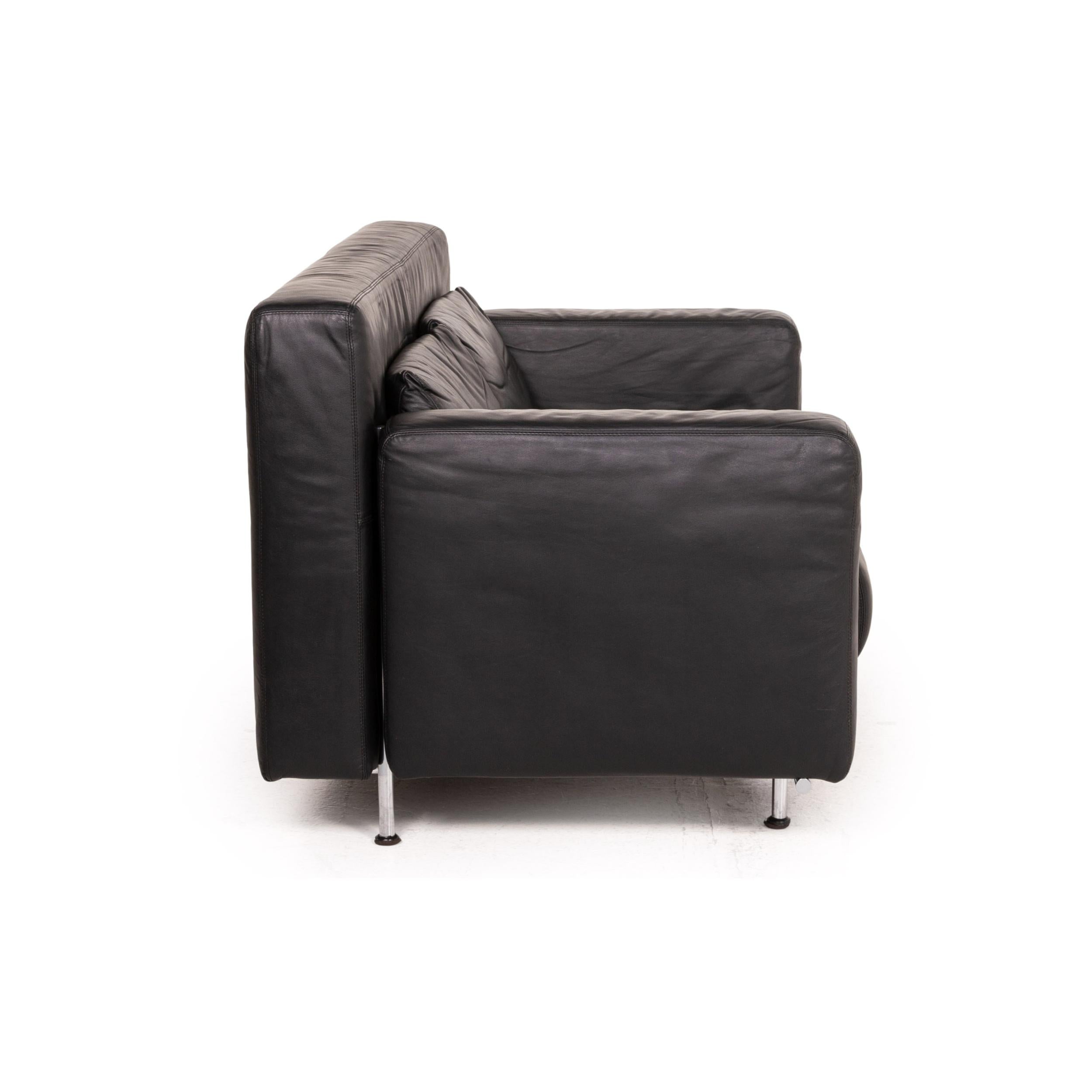 COR Quarta Leather Sofa Black Two-Seater Couch 2