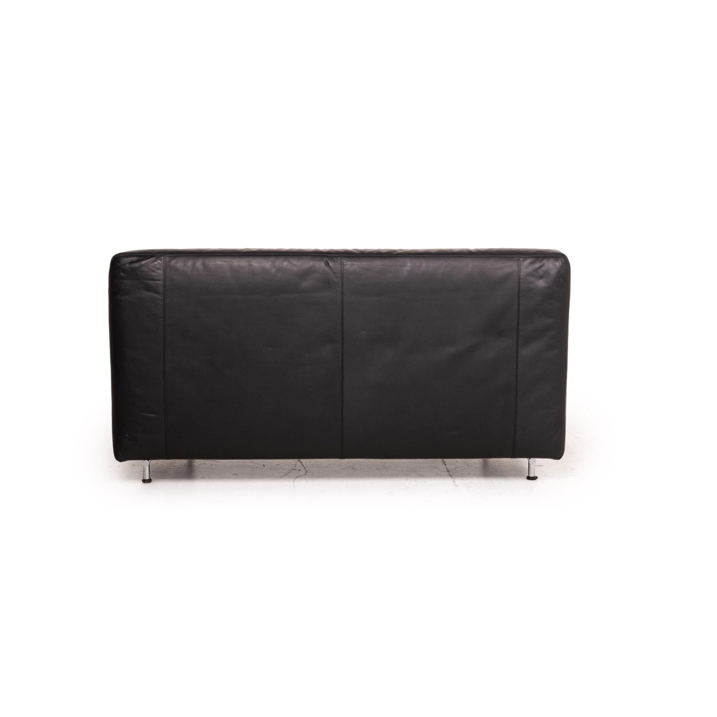 COR Quarta Leather Sofa Black Two-Seater Couch 3