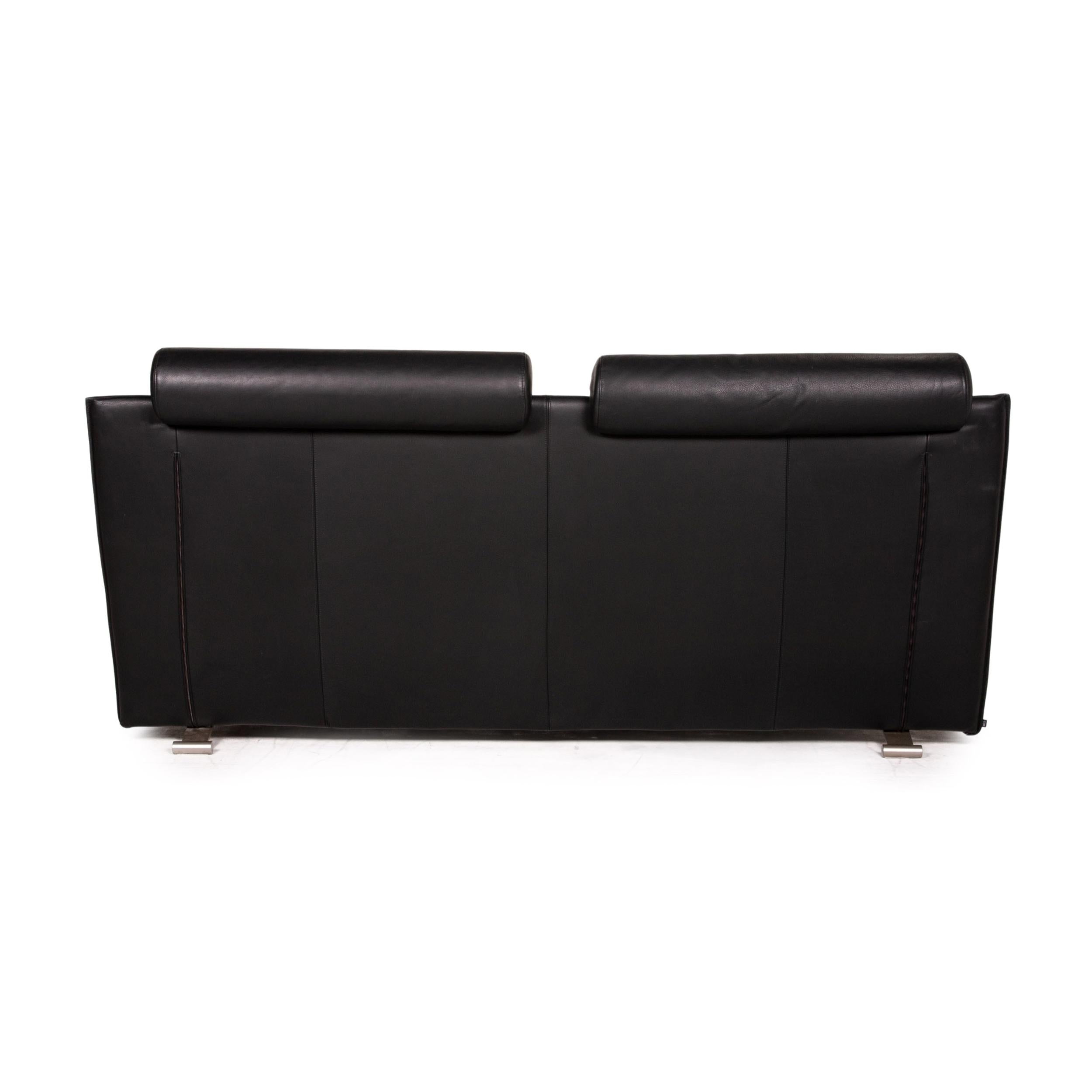 COR Sera Leather Sofa Black Two-Seater Function Couch For Sale 4
