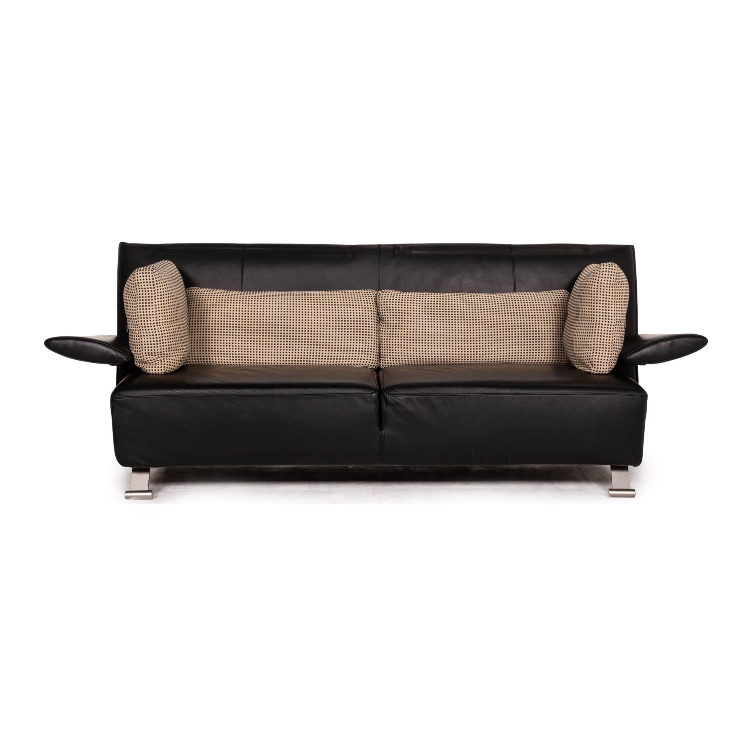 Modern COR Sera Leather Sofa Black Two-Seater Function Couch For Sale