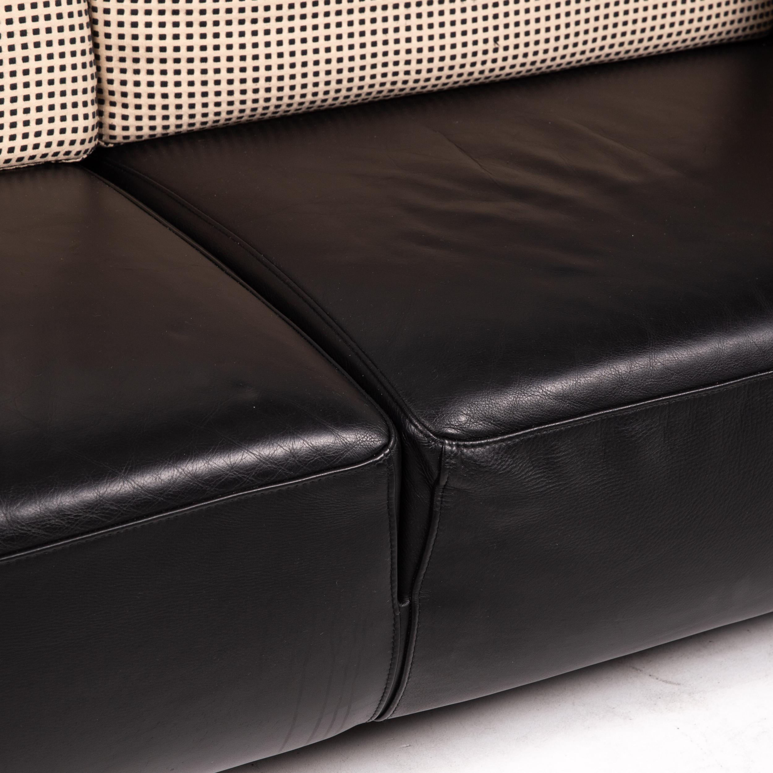 German COR Sera Leather Sofa Black Two-Seater Function Couch For Sale