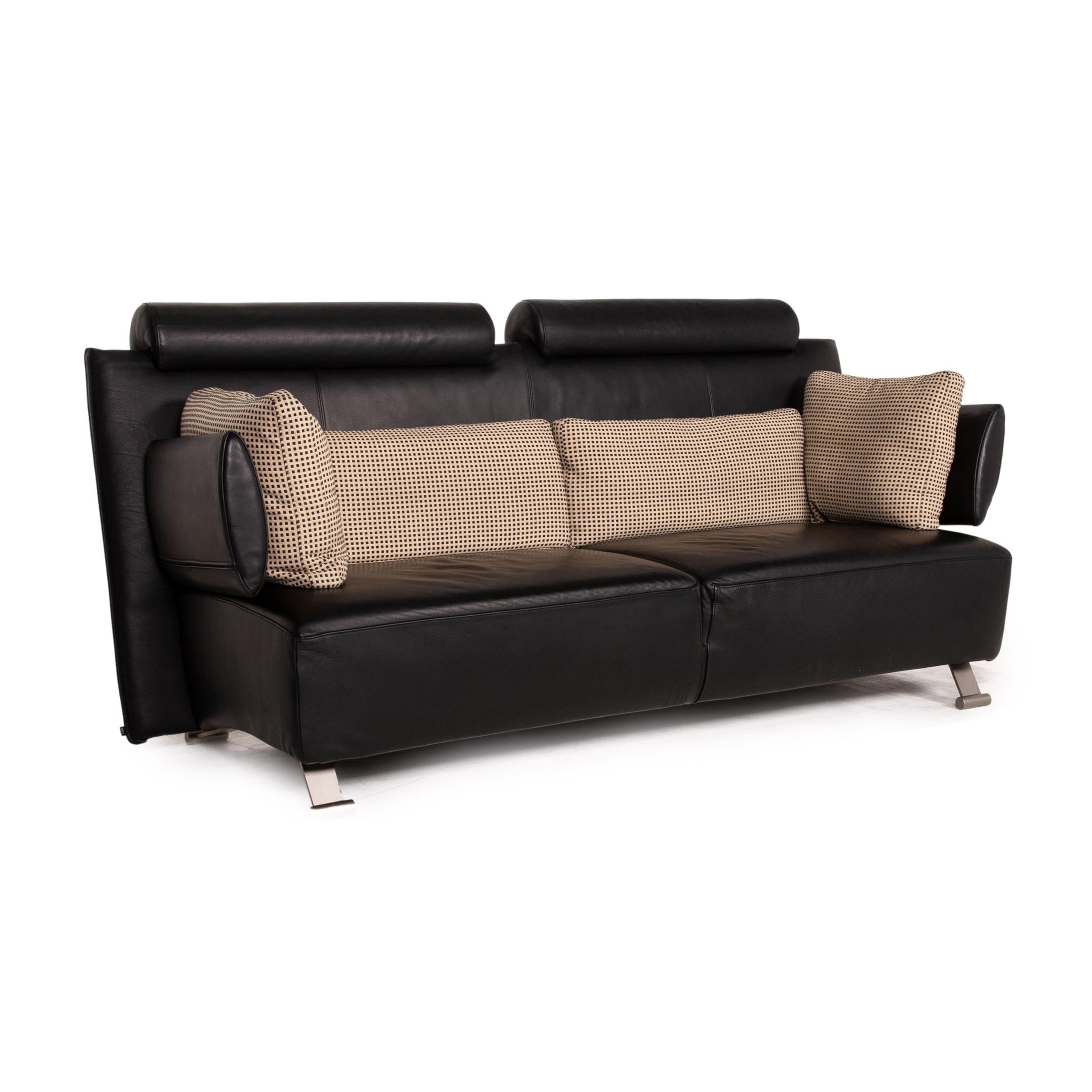 COR Sera Leather Sofa Black Two-Seater Function Couch For Sale 2